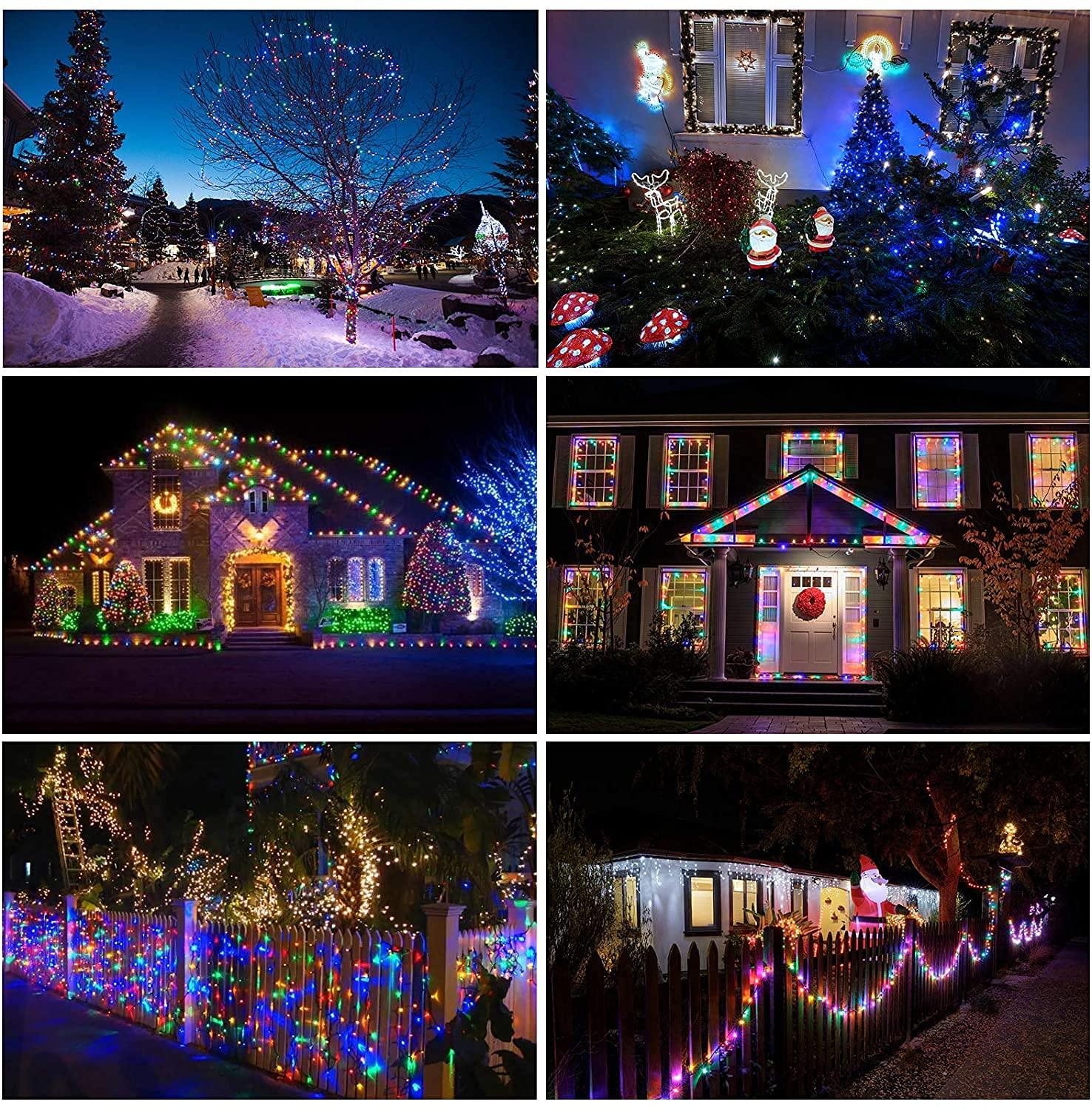 114ft Outdoor Christmas String Lights, 300 LED Connectable with Timer, 8 Modes Multicolor Fairy Twinkle Lights for Indoor/Outdoor Xmas Decorations
