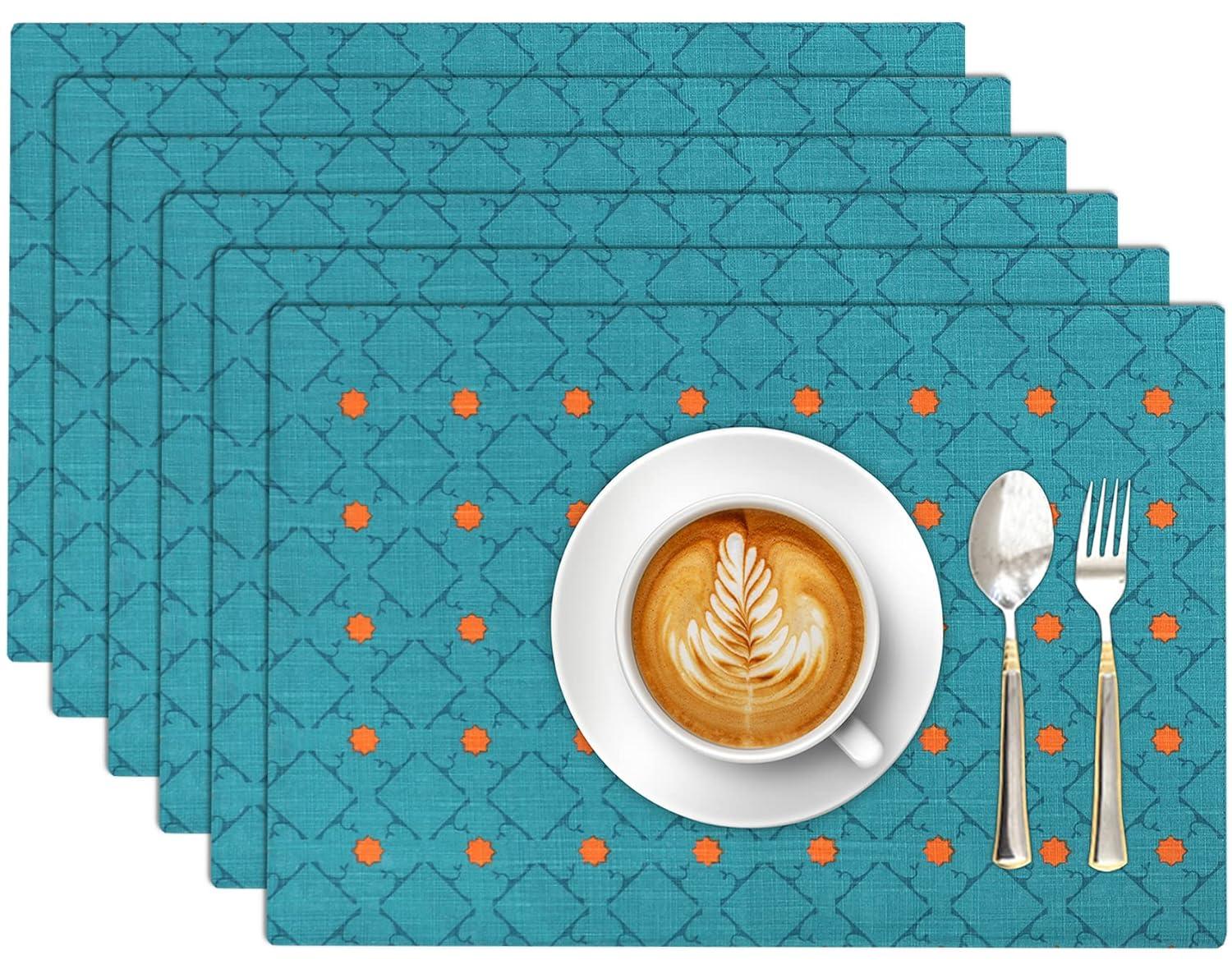 Ruvanti Dining Table Rectangle Placemats 100% Cotton Multi Pattern 13x19 Inches (Set of 6)