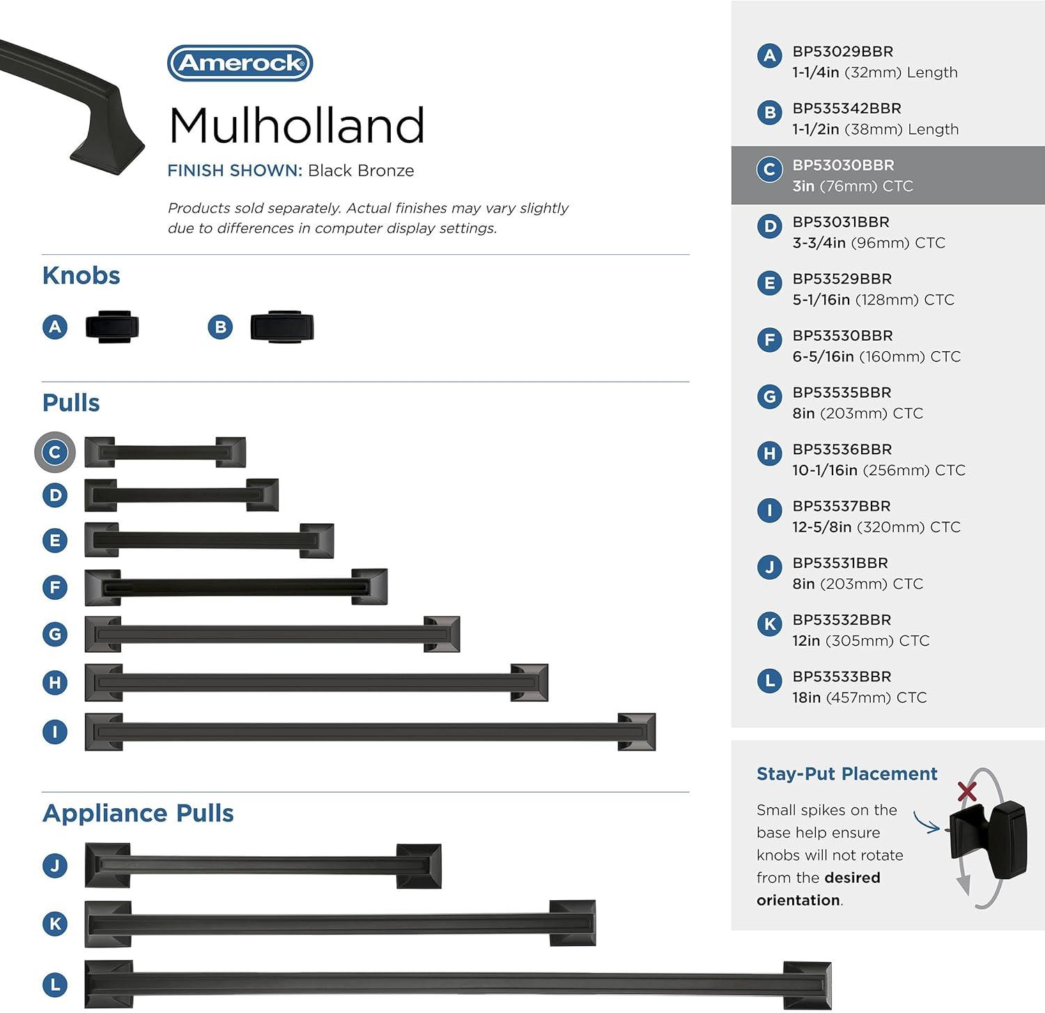 Mulholland 3" Center to Center Bar Pull