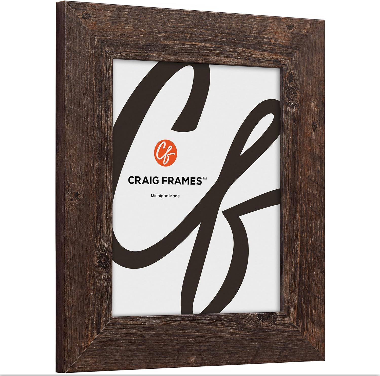 Craig Frames American Barn, 11x15 inch Picture Frame, Faux Brown Oak Barnwood