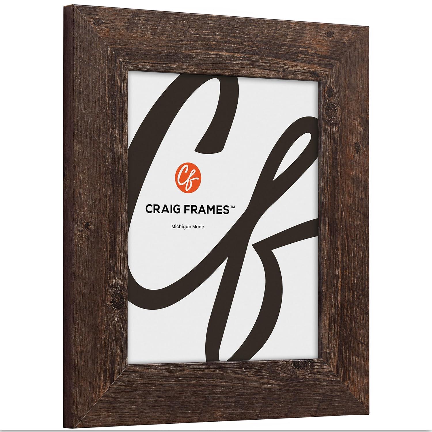 Craig Frames American Barn, 11x15 inch Picture Frame, Faux Brown Oak Barnwood