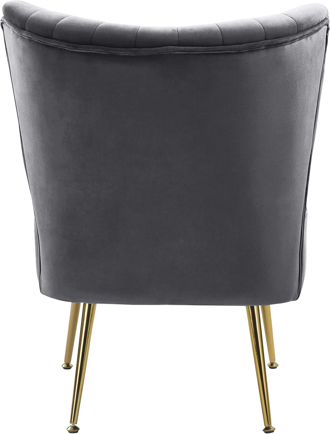 Meridian Furniture Tess Gray Velvet Accent Chair with Gold Legs