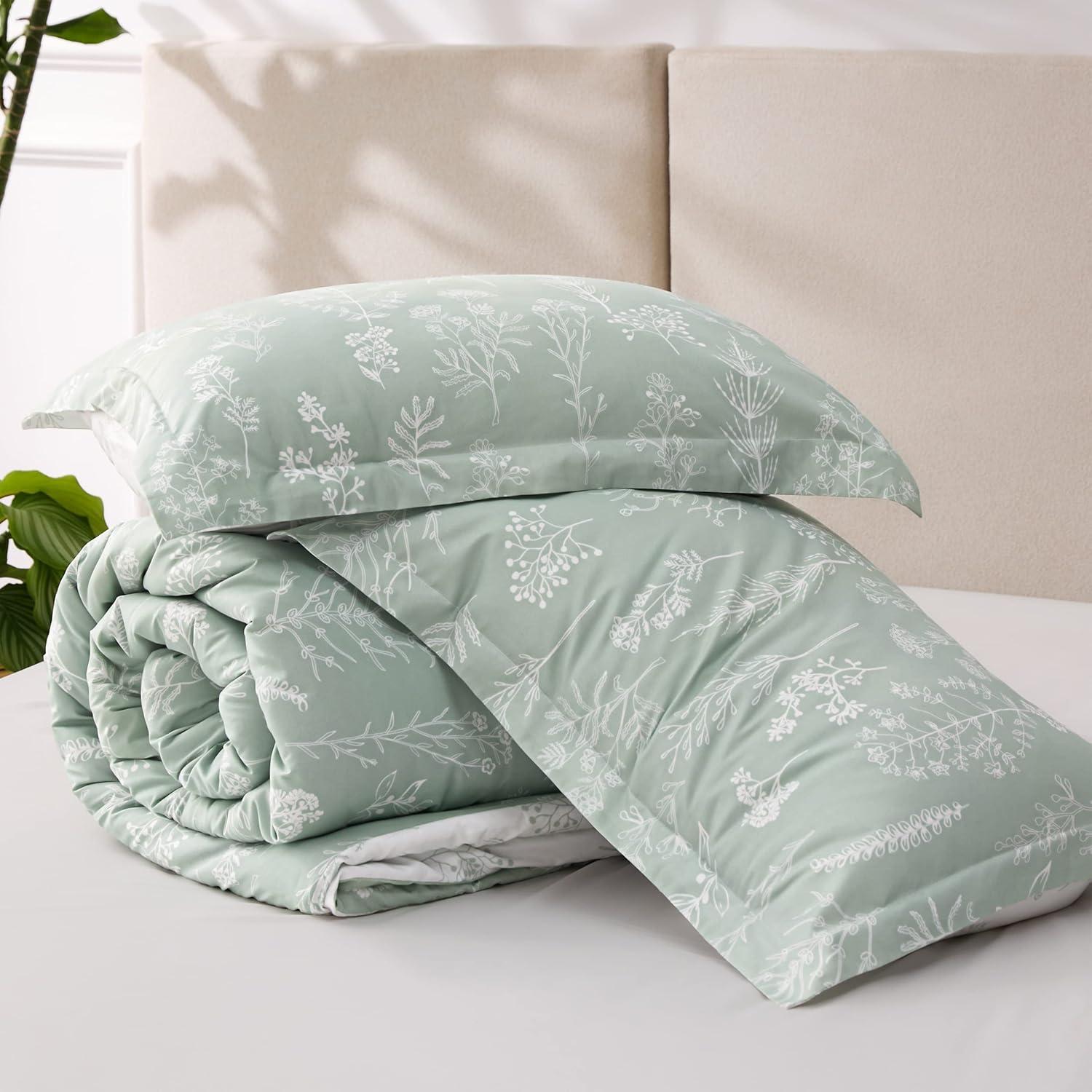 Sage Green Reversible Queen Down Alternative Comforter Set