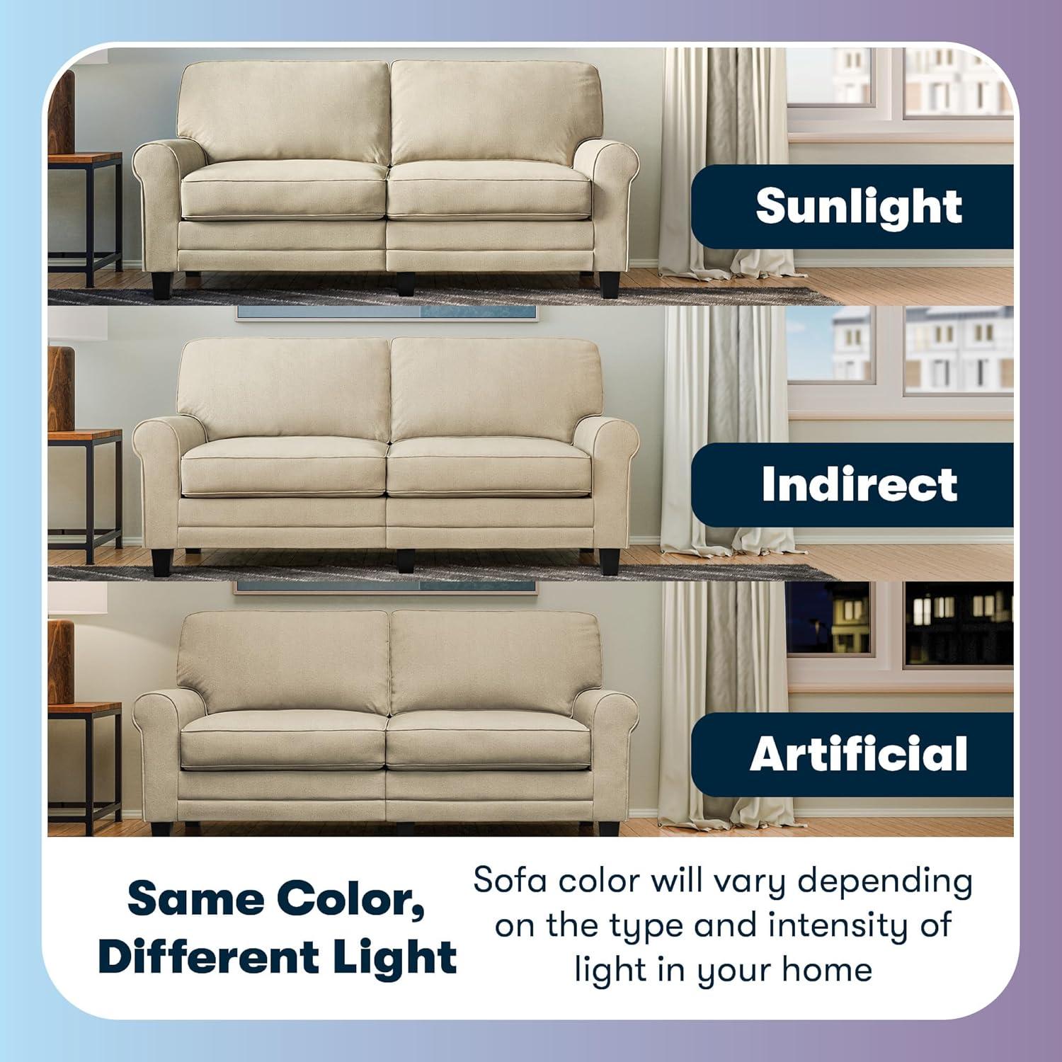 Serta Copenhagen 61" Rolled Arm Sofa, Easy Care Fabric, Soft Pillow Back, Pocket Coil Seat Cushions