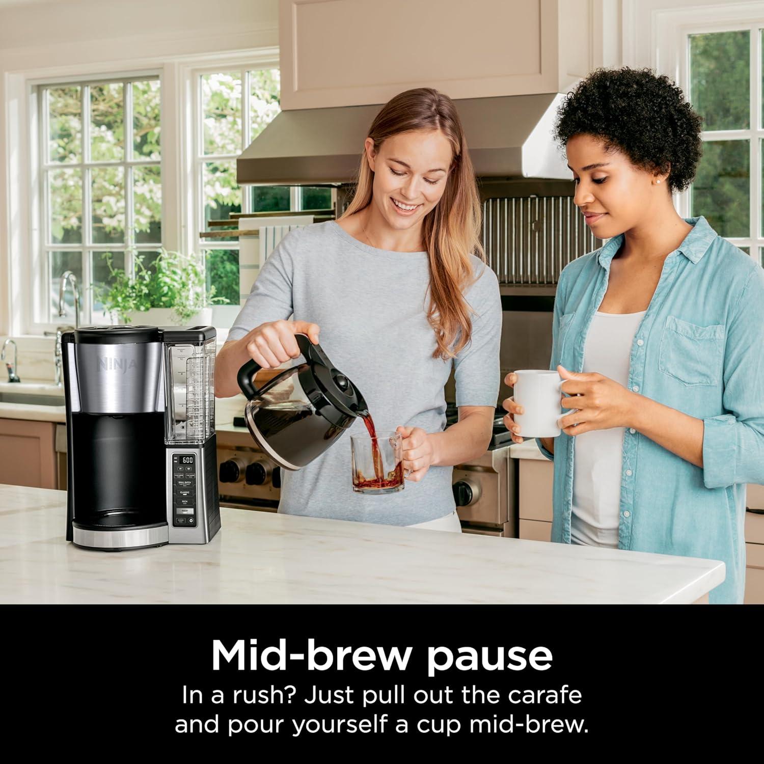 Ninja® 12-Cup Programmable Coffee Brewer, 2 Brew Styles, Adjustable Warm Plate, 60oz Water Reservoir, Delay Brew - Black/Stainless Steel