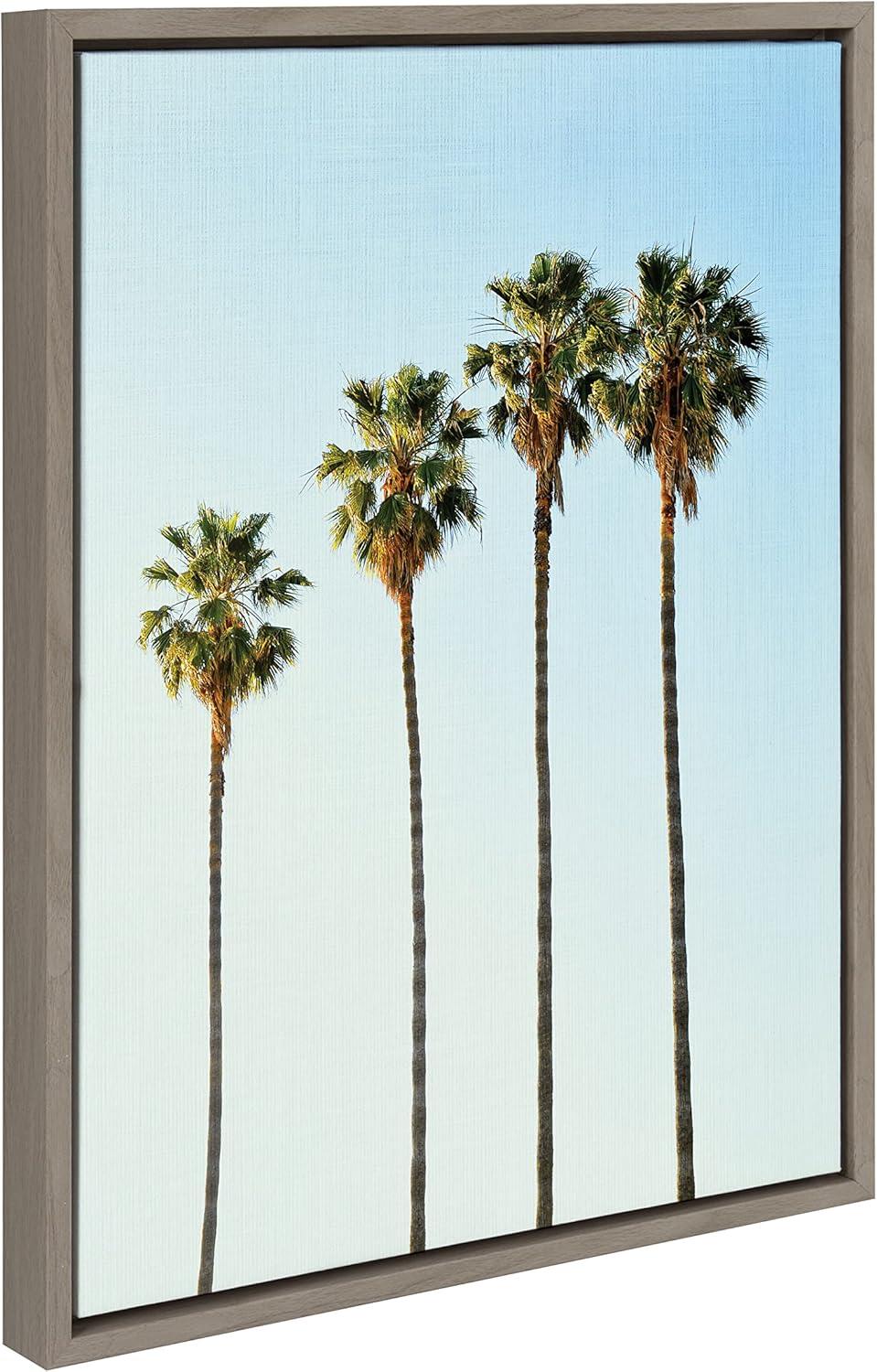 18" x 24" Sylvie Four Palm Trees Framed Canvas by Simon Te Gray: Coastal Wall Art, Nautical Decor - Kate & Laurel All Things Decor