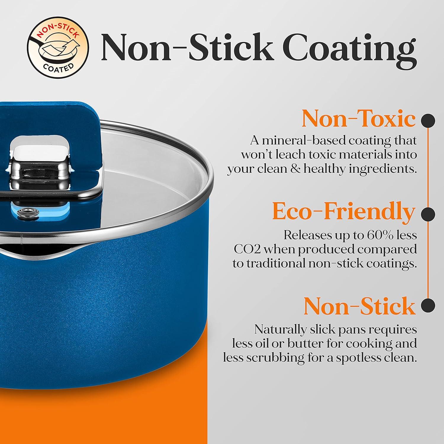 NutriChef 17 - Piece Non-Stick Aluminum Cookware Set
