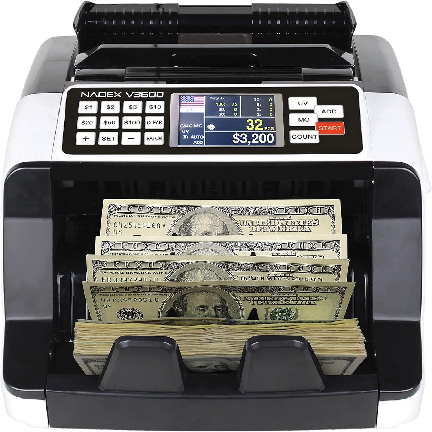 Nadex Coins™ V3600 Money Counter and Counterfeit Detector in White