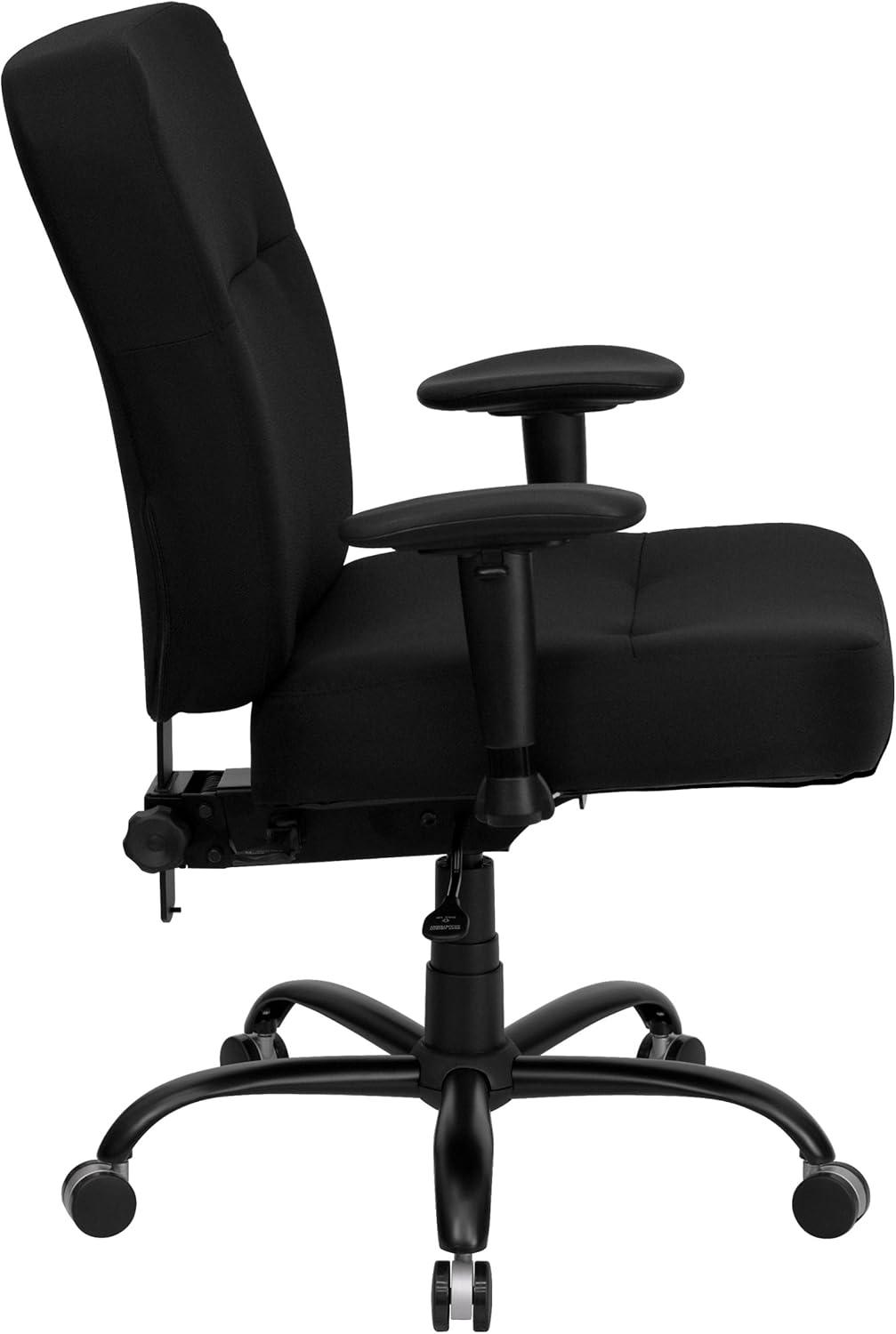 BizChair Big & Tall 400 lb. Rated High Back Black Fabric Executive Swivel Ergonomic Office Chair with Rectangular Back and Adjustable Arms