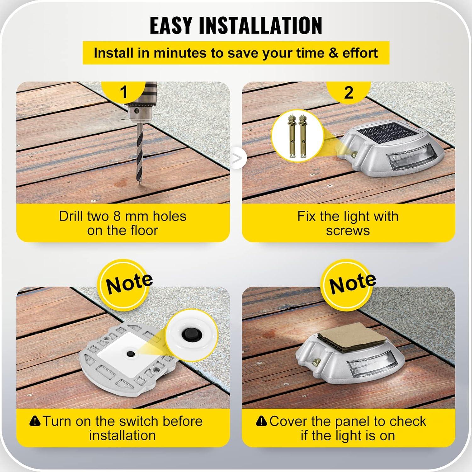 Solar Dock Lights Low Voltage Solar Powered Integrated LED Metal Pathway Light Pack (Set of 8)