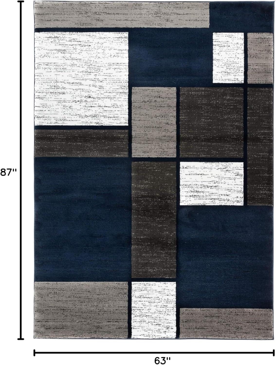 World Rug Gallery Contemporary Modern Boxed Color Block Area Rug