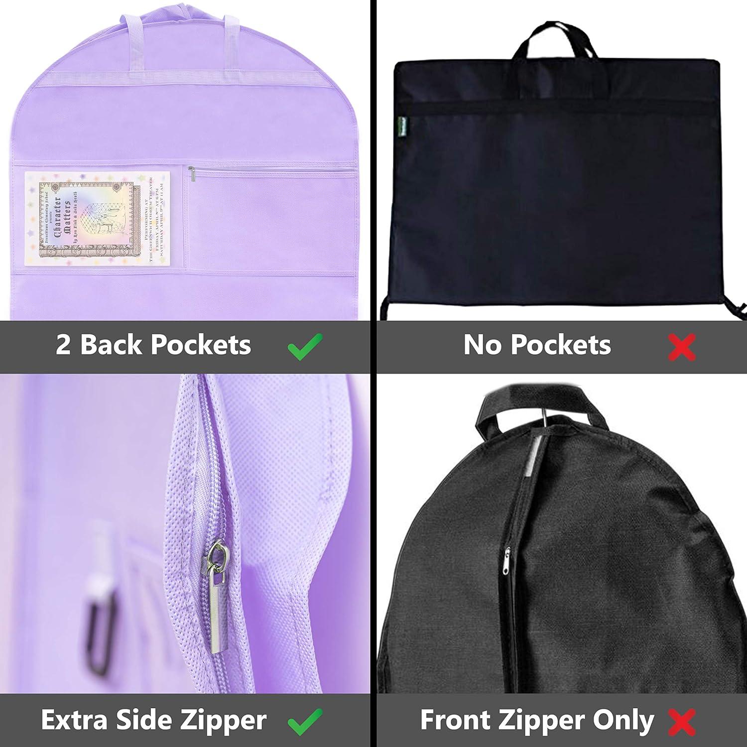 Kendall Country Dance Garment Bag Costume Organizer for Dancers, Beauty Pageants, Sports, Gymnasts, Figure Skaters, Travel and more - Lavender Purple 40 inch Long