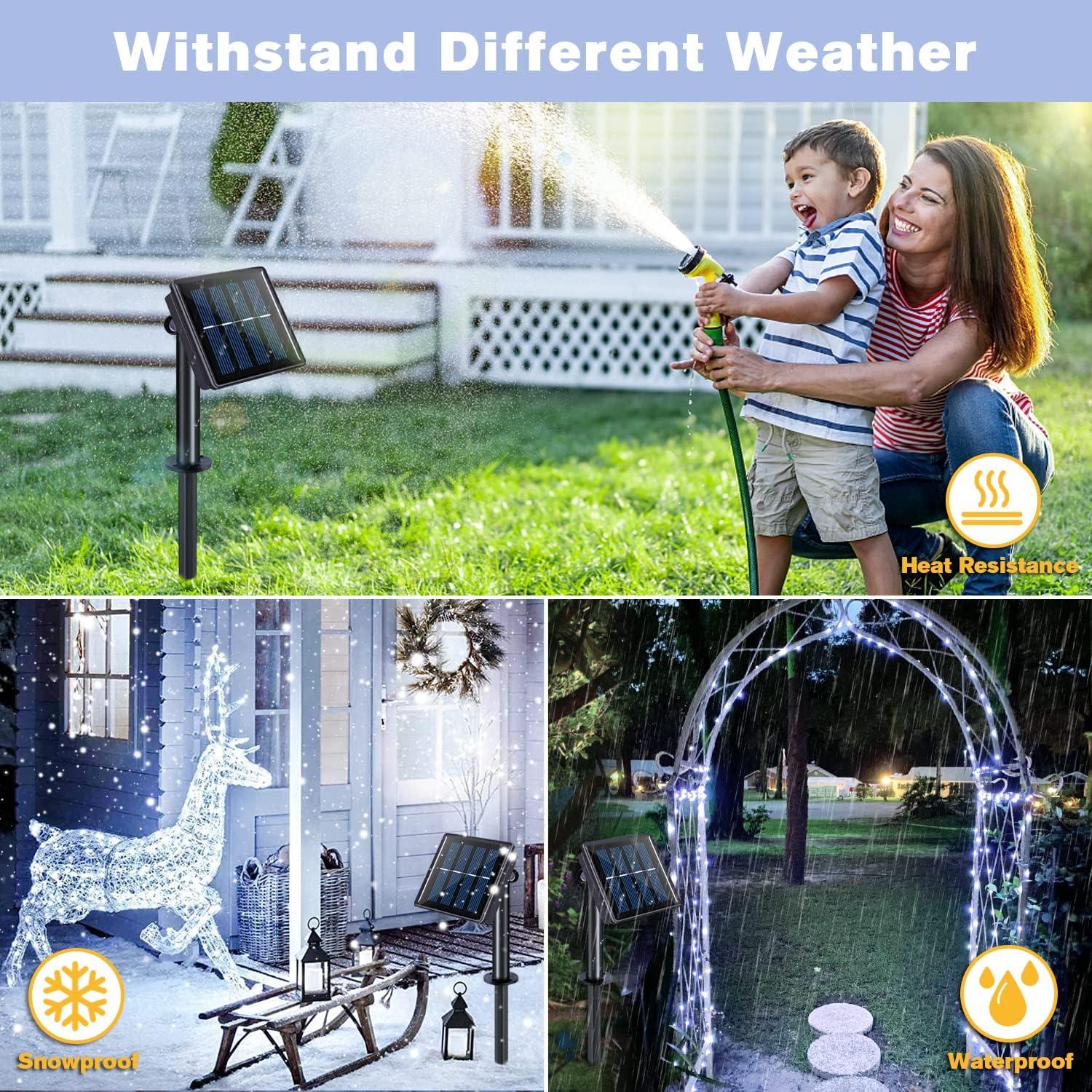 Warm White Solar Powered Outdoor Fairy String Lights, 33ft, 4 Pack