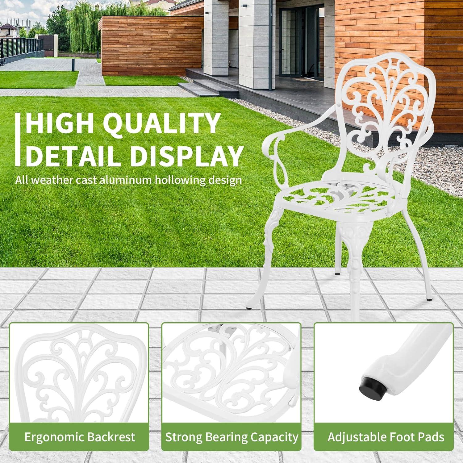 SunnyDaze Decor 2 - Person Metal Patio Dining Set with Round Table