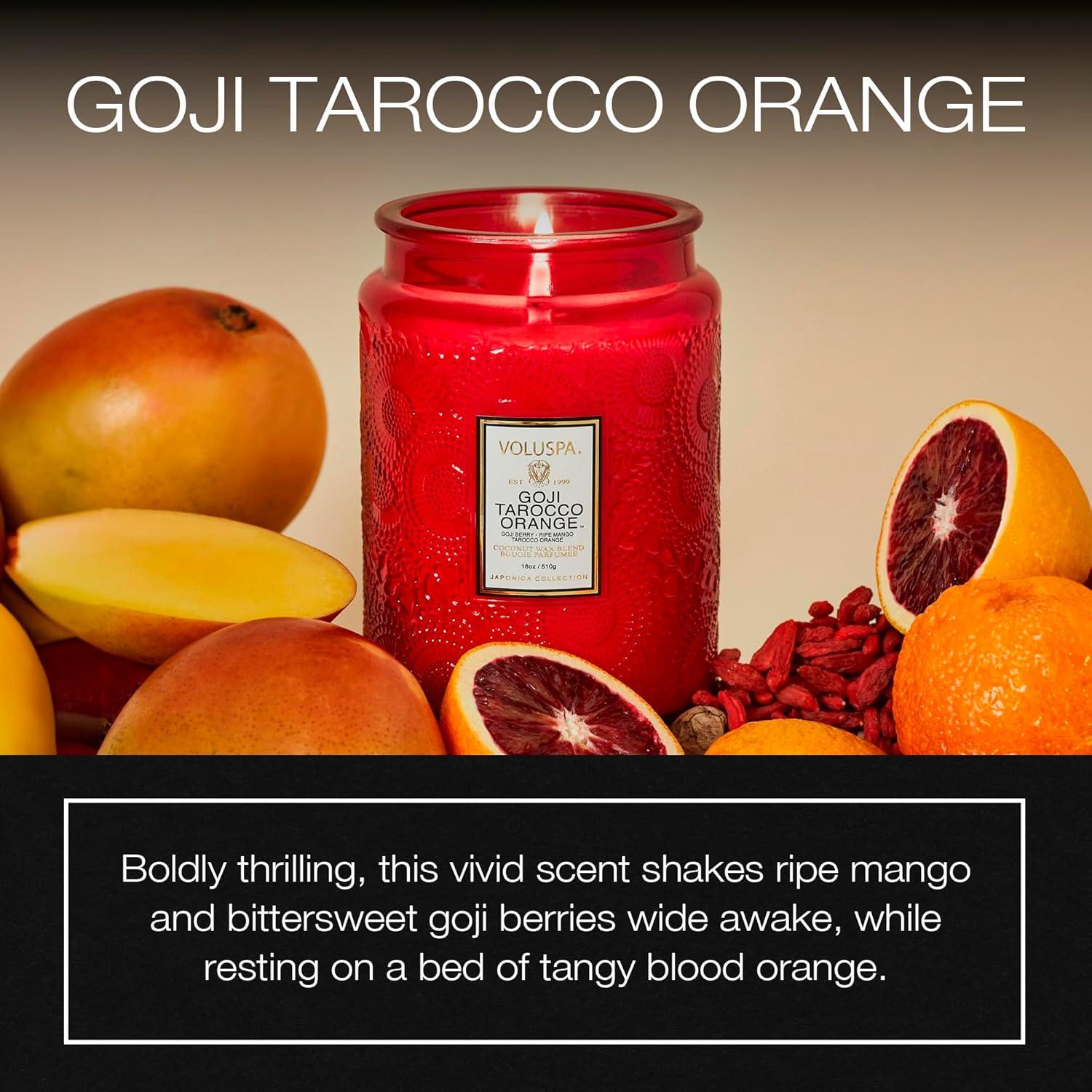 Goji Tarocco Orange Embossed Red Glass Jar Candle