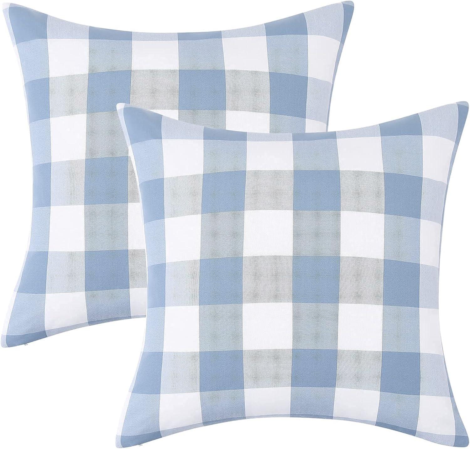 2 Pack Christmas Pillow Covers Buffalo Check Plaid Throw Decorative Cushion Case Polyester for Farmhouse Home Decor Red and Black, 18" x 18"