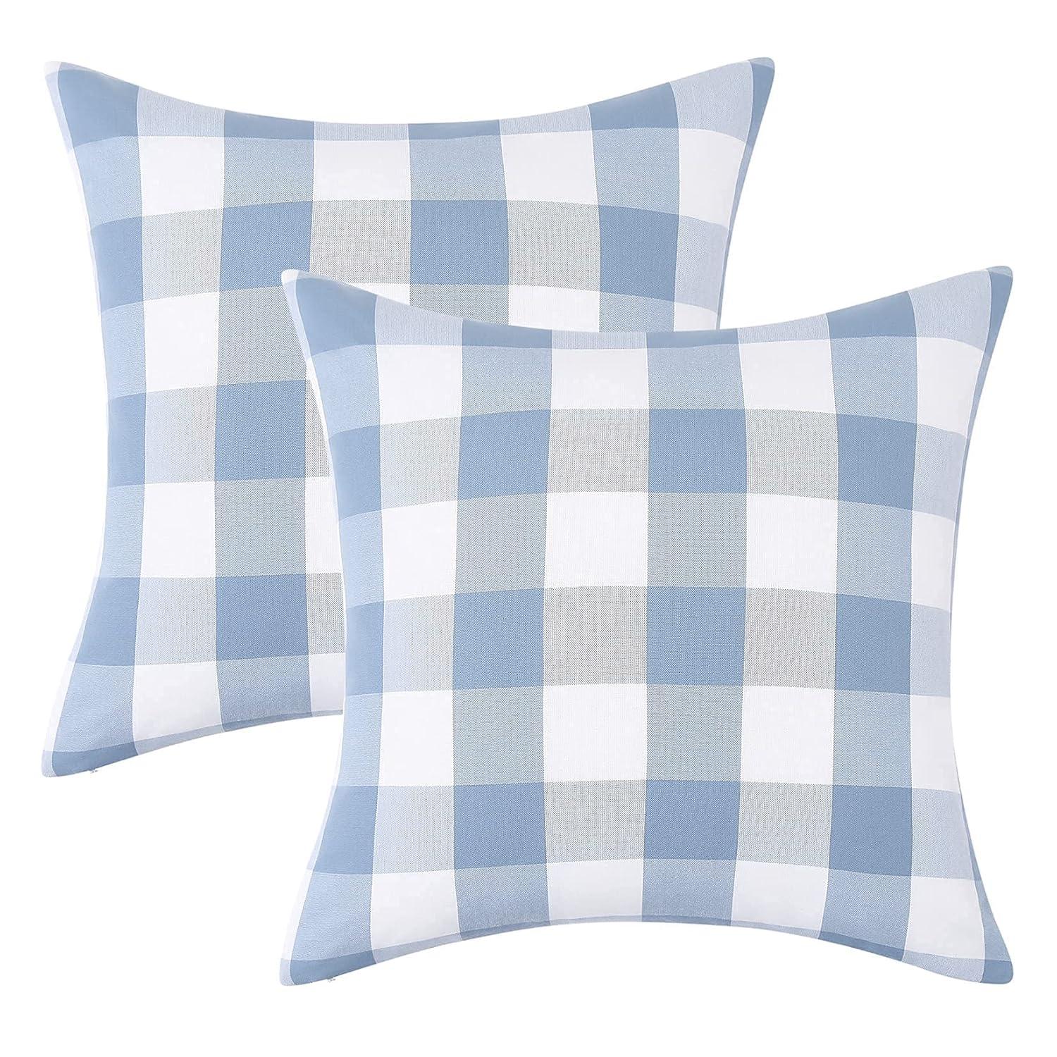 2 Pack Christmas Pillow Covers Buffalo Check Plaid Throw Decorative Cushion Case Polyester for Farmhouse Home Decor Red and Black, 18" x 18"