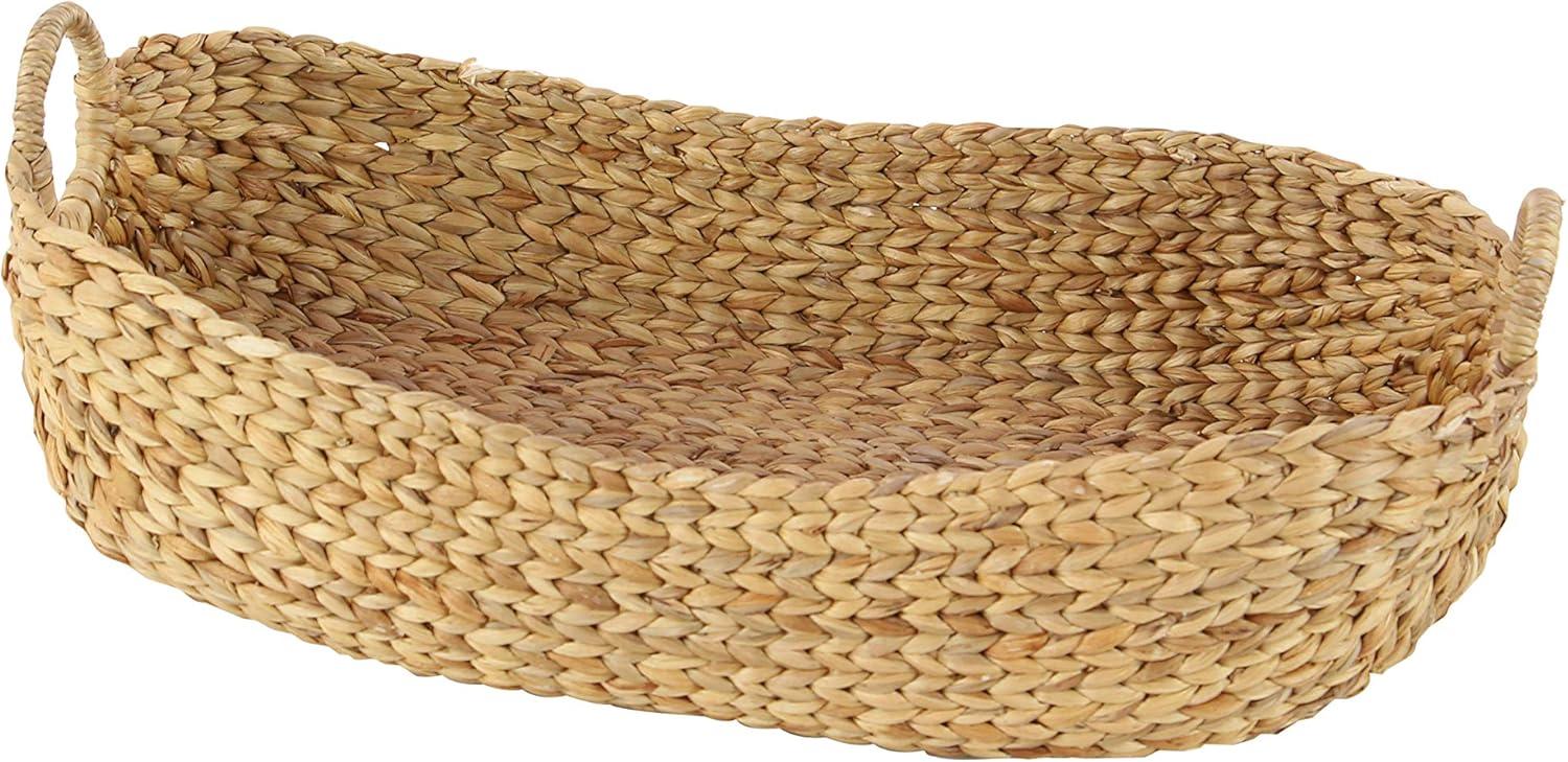 DecMode 23", 21", 19", 16", Brown Seagrass Handmade Storage Basket with Metal Handles, 5-Pieces