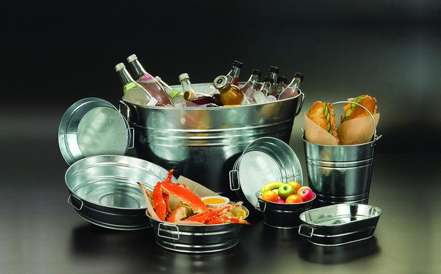 Silver Galvanized Steel Round Tub with Handles