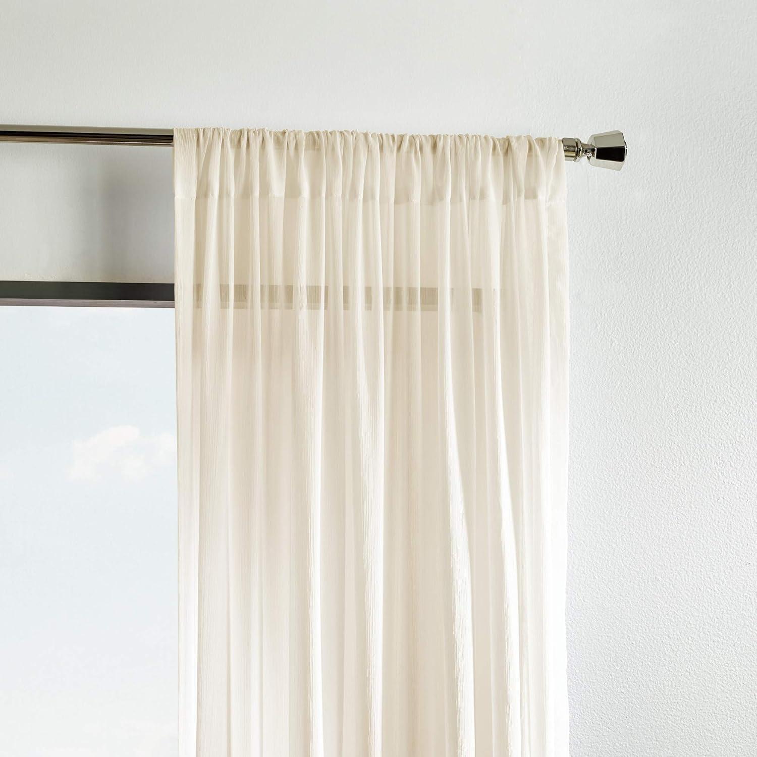 Martha Stewart Glacier Sheer Curtain Poletop, Ivory (Set of Two), 50" x 84", Adult