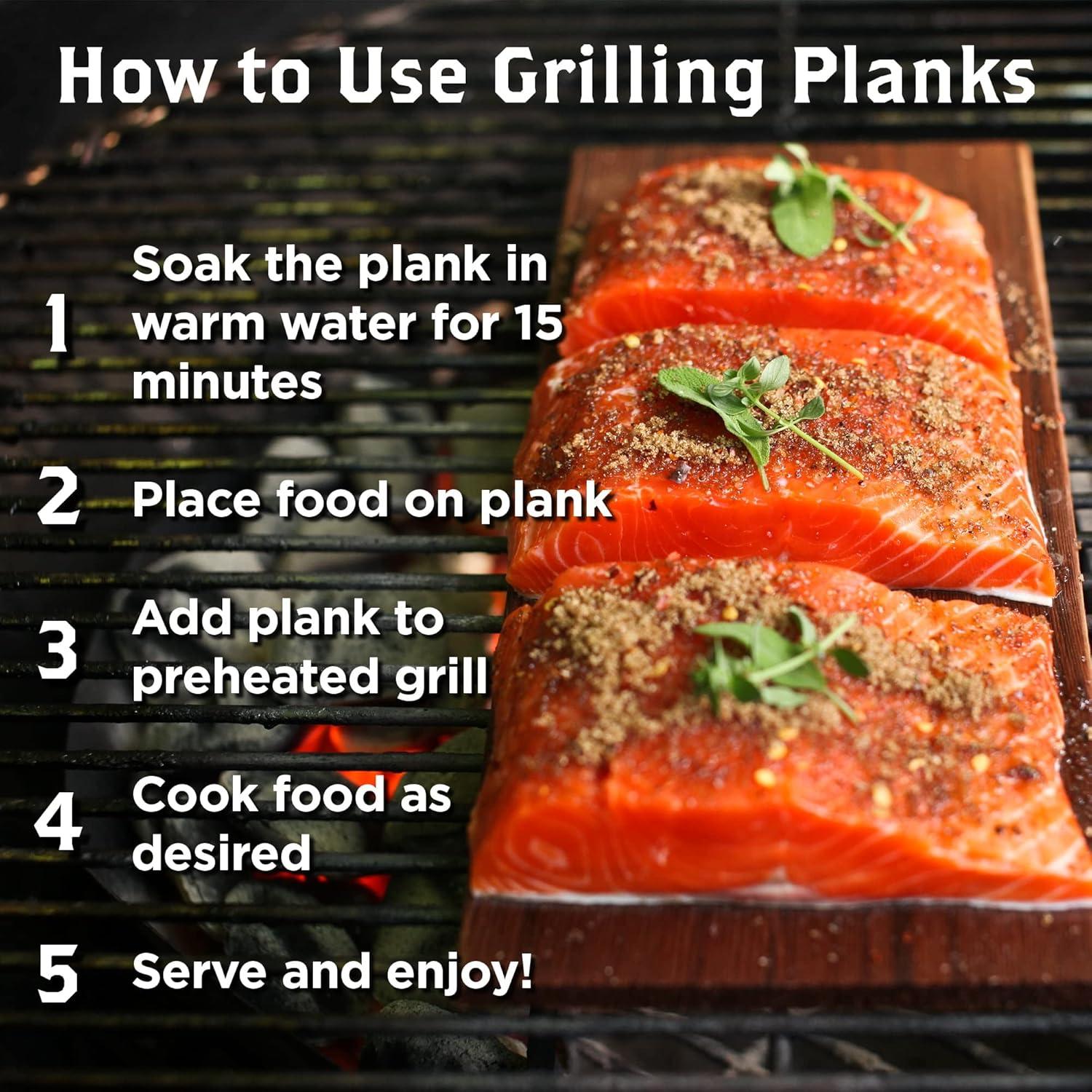 Wood Fire Grilling 5" x 11" x 6" Western Red Cedar Grilling Planks (6 Pack)