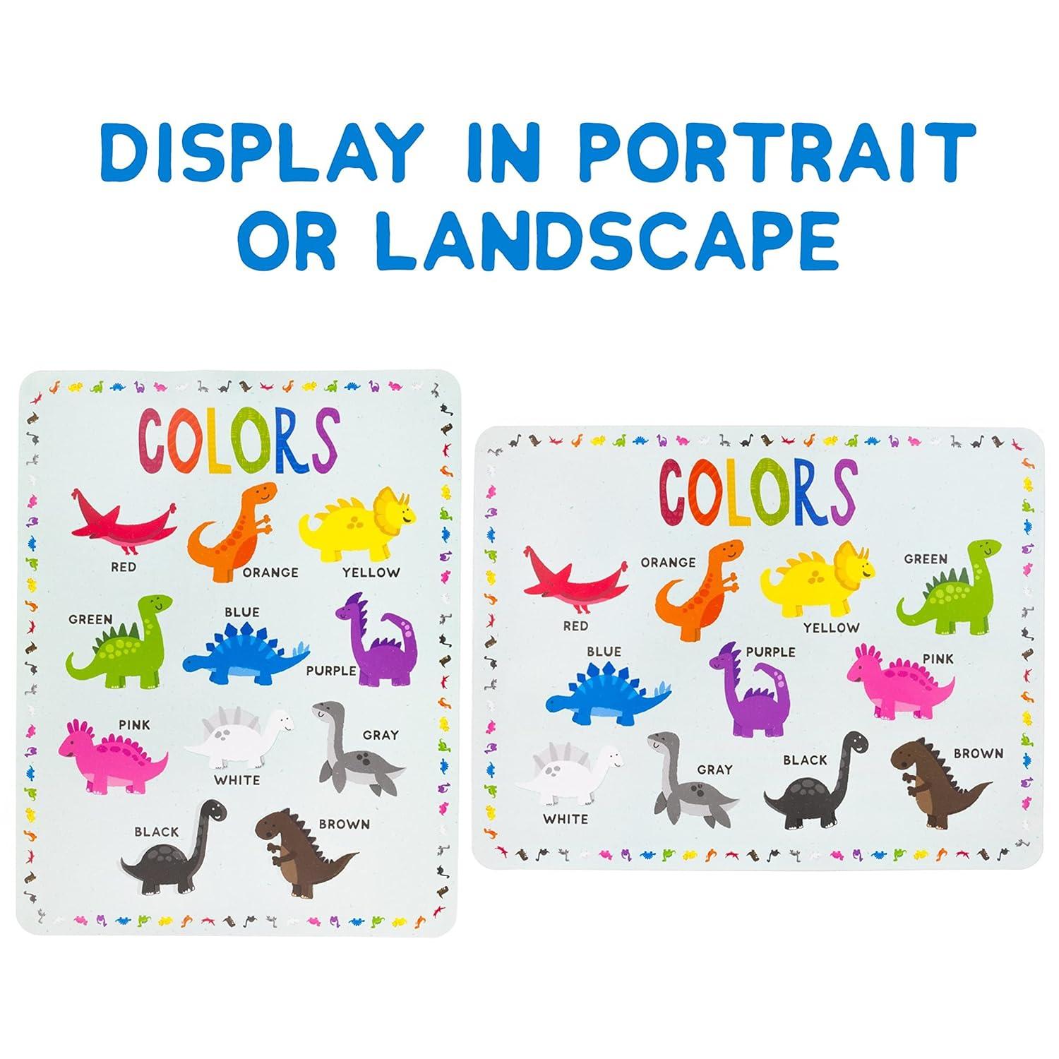 8-Pack Reversible Classroom Wall Posters 22" x 17" - Learn The Alphabet, Colors, Days, Months, Numbers, Shapes, & USA Map - Educational Posters by Pint-Size Scholars