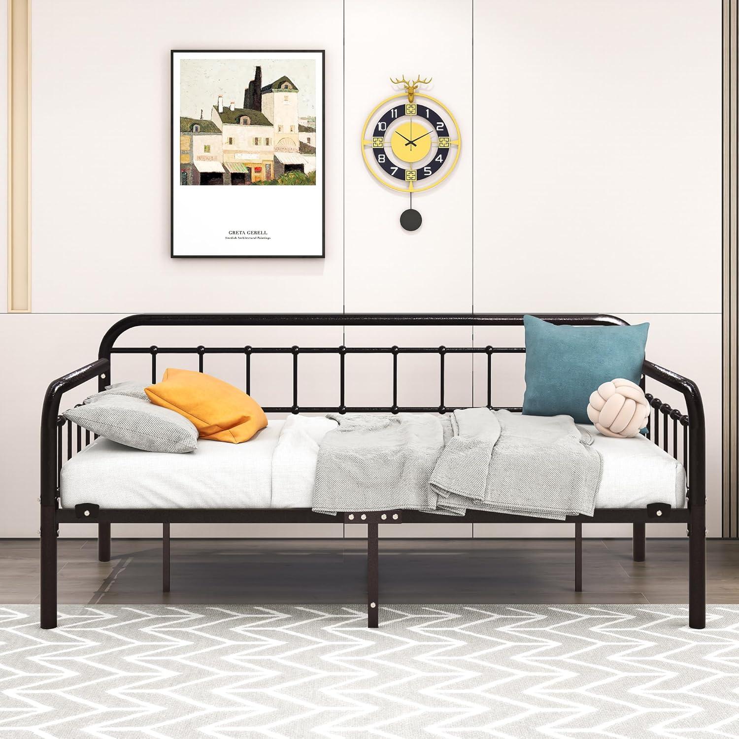 Twin Dark Copper Metal Daybed with Slats