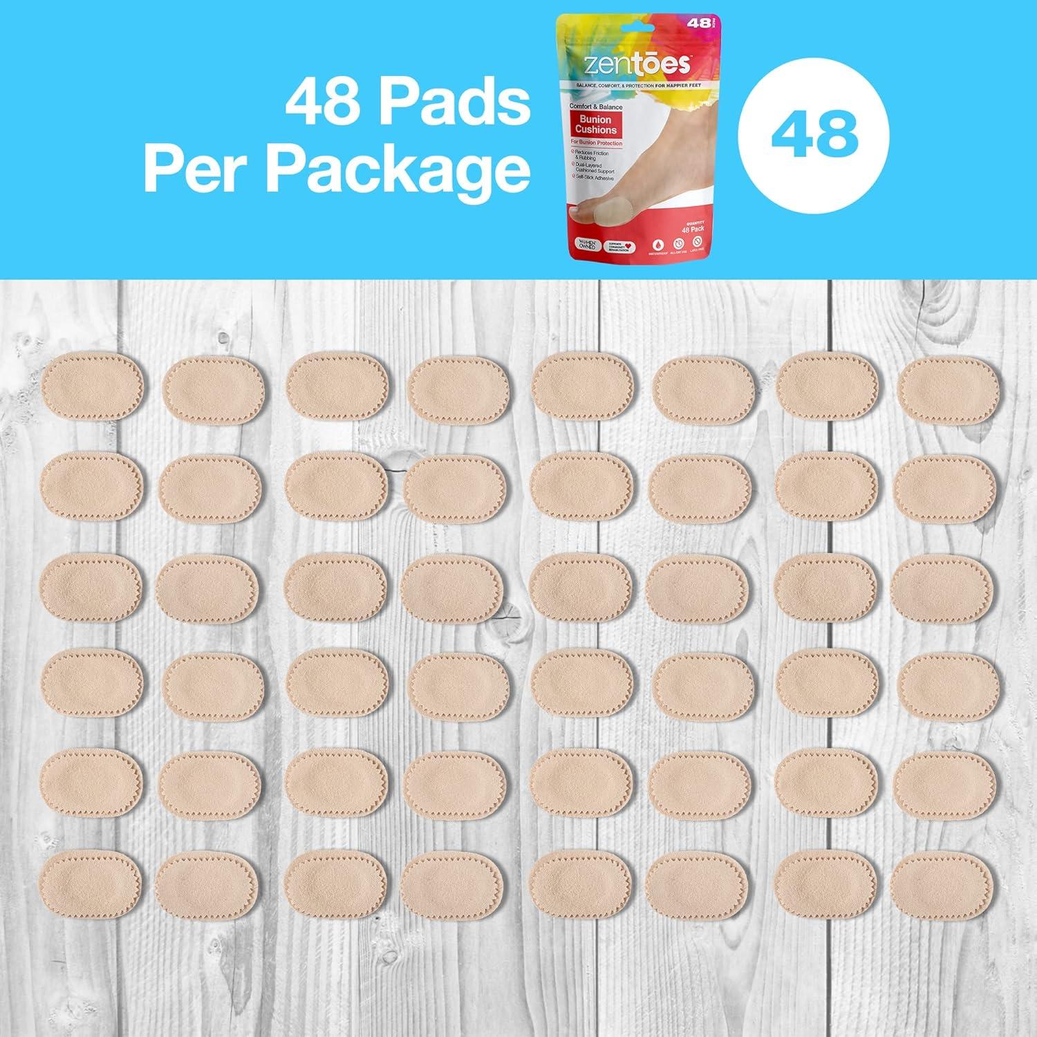 ZenToes Bunion Cushions Pads Guard and Protect Bunions on Feet - 48 CT