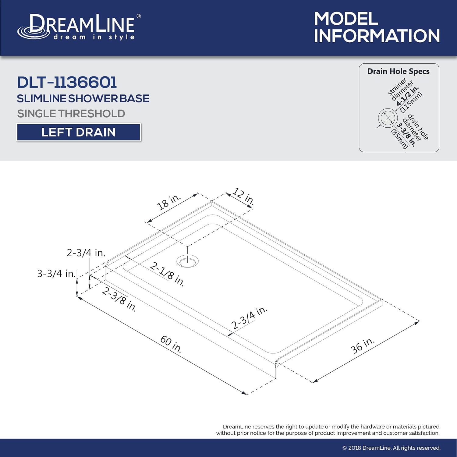 Qwall 60" W x 36" D Framed Rectangle Shower Stall and Base Included