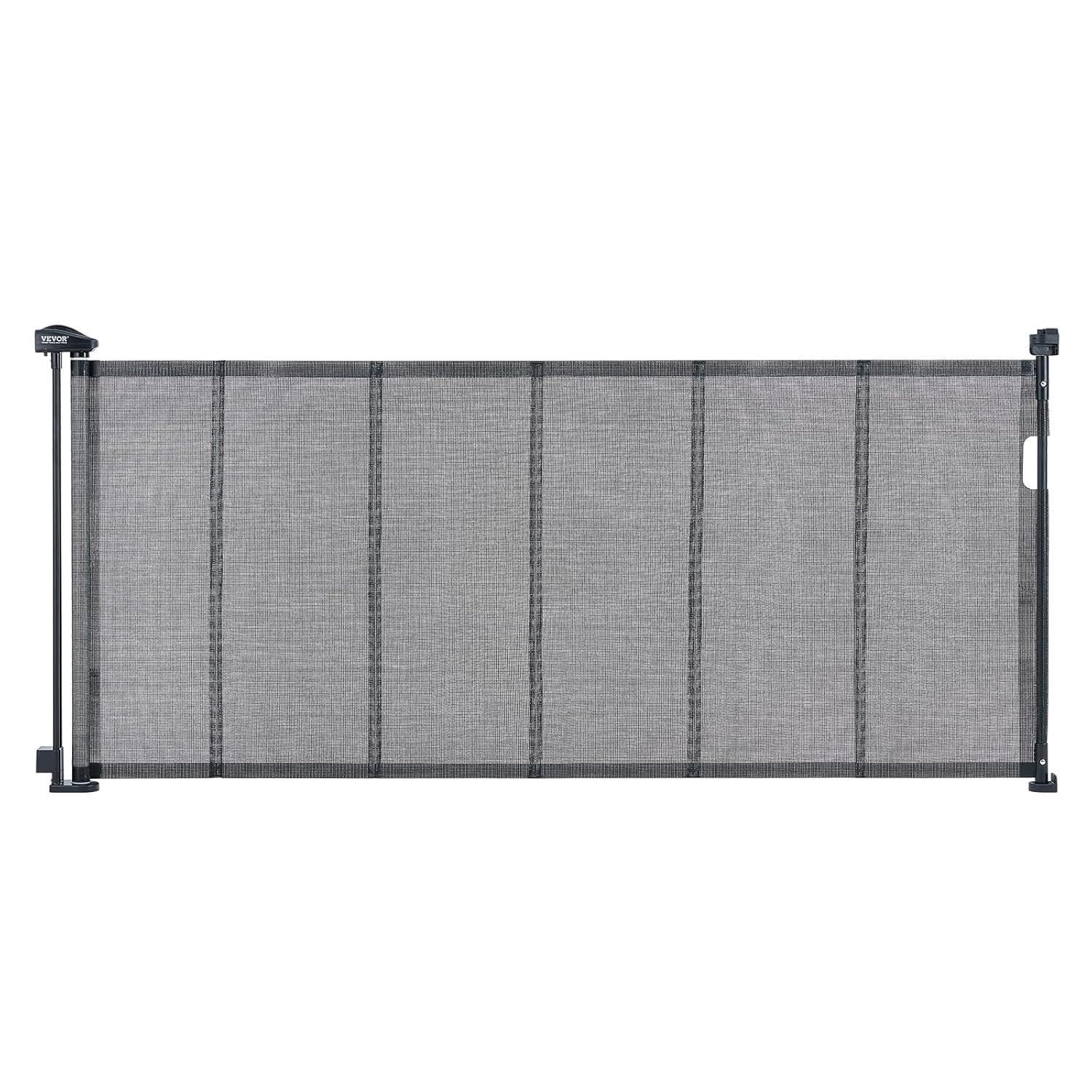 VEVOR VEVOR Retractable Gate Black Plastic Wall Mounted Pet Gate