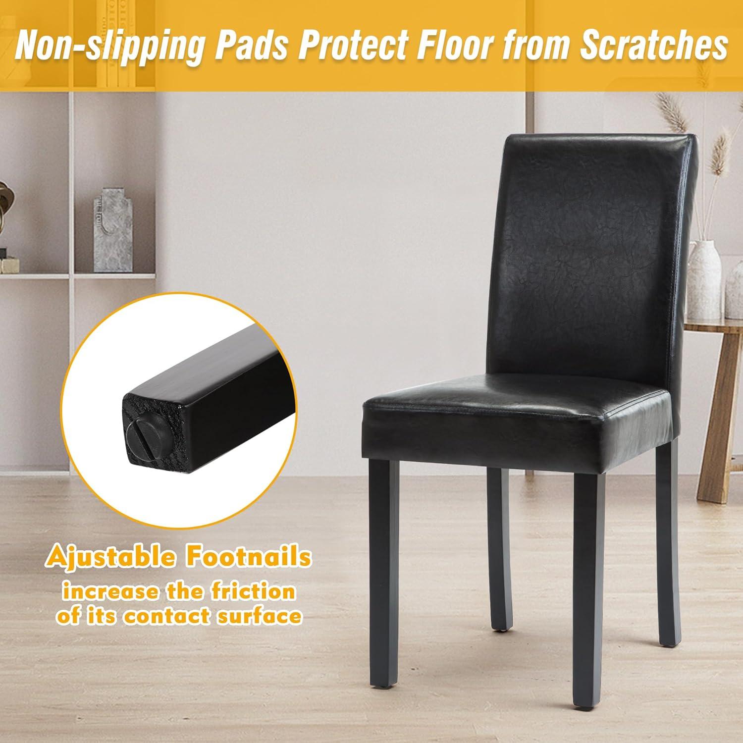 Tangkula Dining Chair Set of 4 w/ Acacia Wood Frame & Rubber Wood Legs Padded Backrest Black