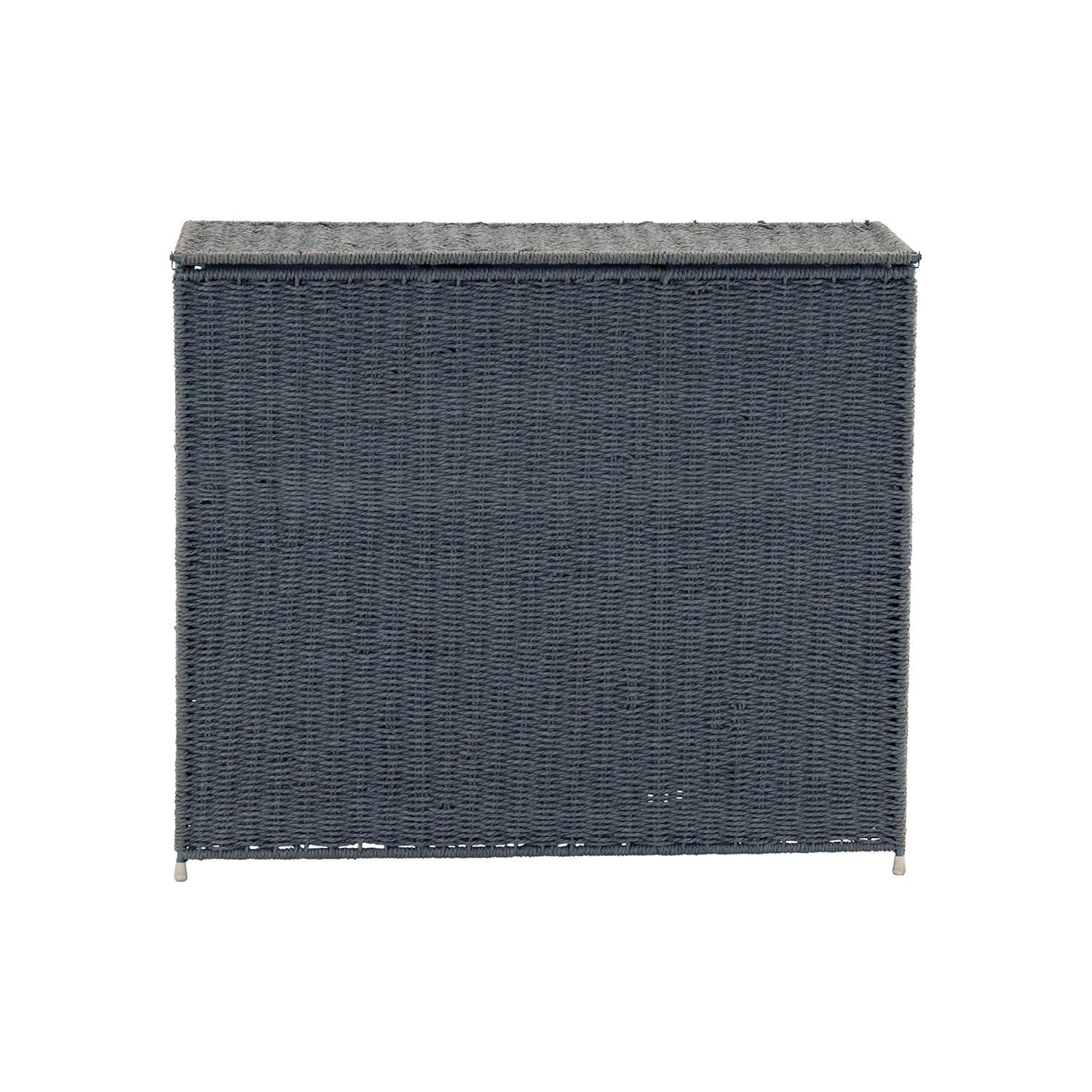 3 Compartment Laundry Sorter, Wicker Laundry Sorter, Gray