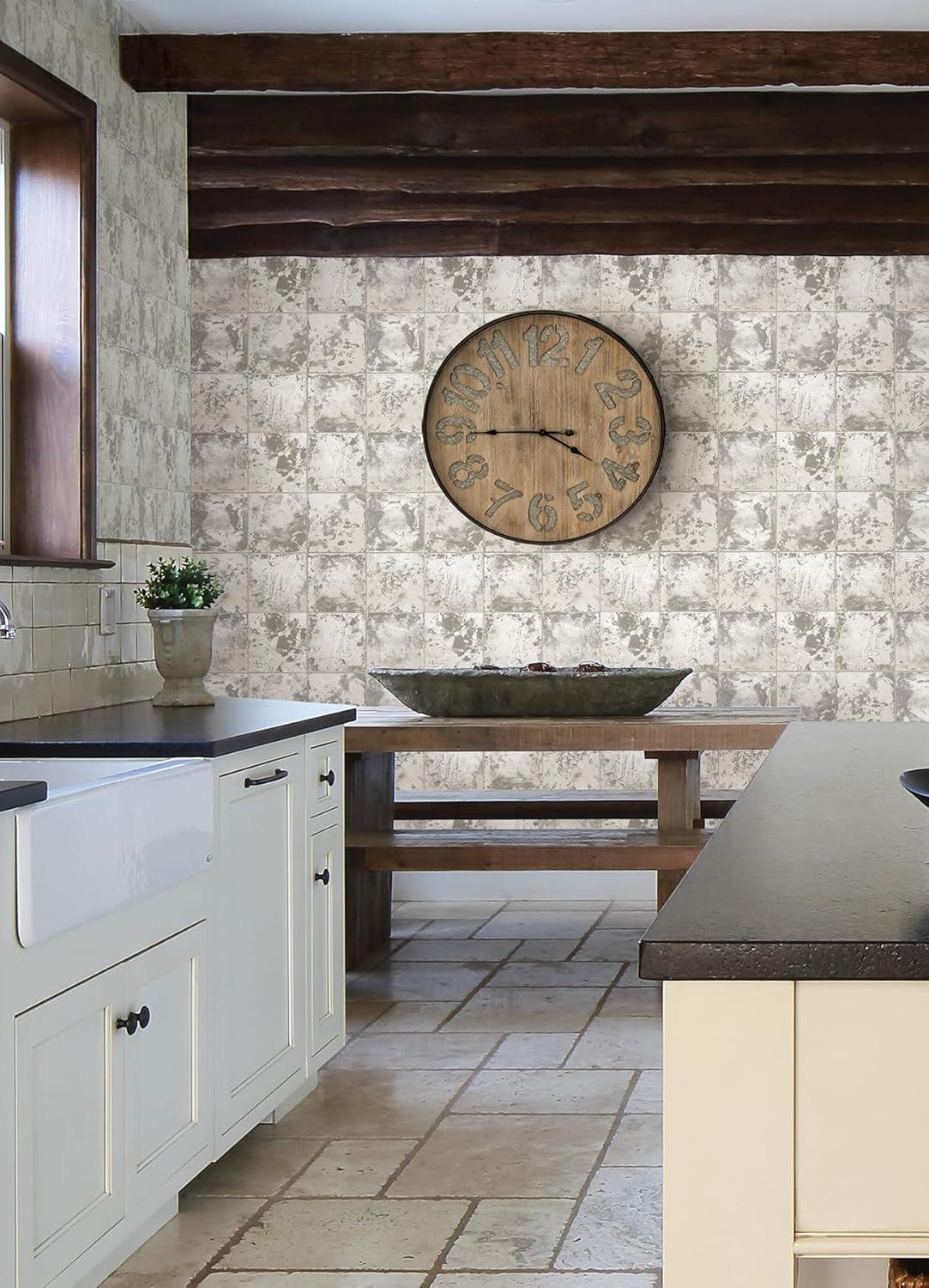 Brewster Peel and Stick 1pc Wallpaper Metal Sheet Silver
