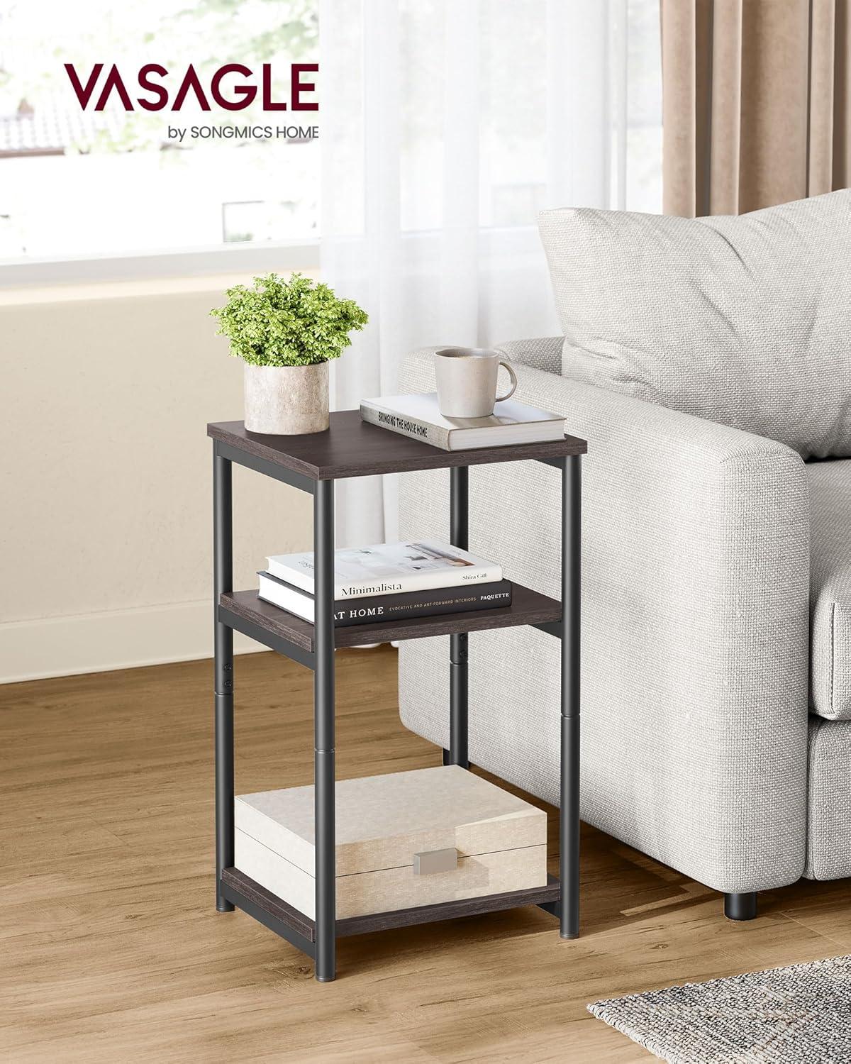 Chestnut Brown and Black Metal Rectangular End Table