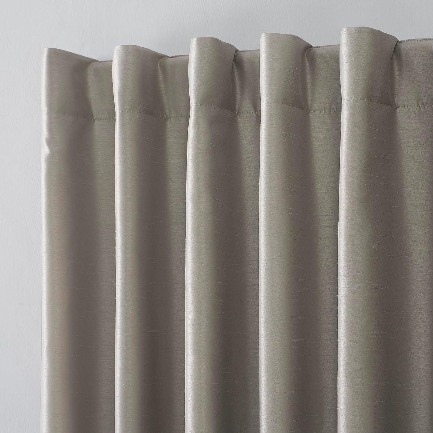 Faux Dupioni Silk Thermal Extreme 100% Blackout Back Tab Curtain Panel