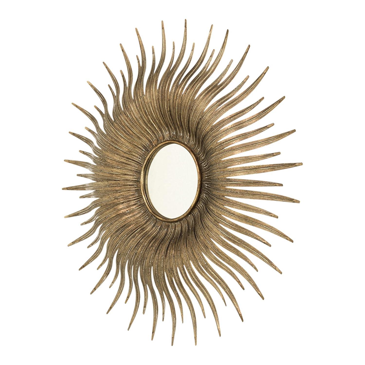 28 Inch Round Wall Mirror - Gold Sunburst Accent Mirror for Living Room Decor