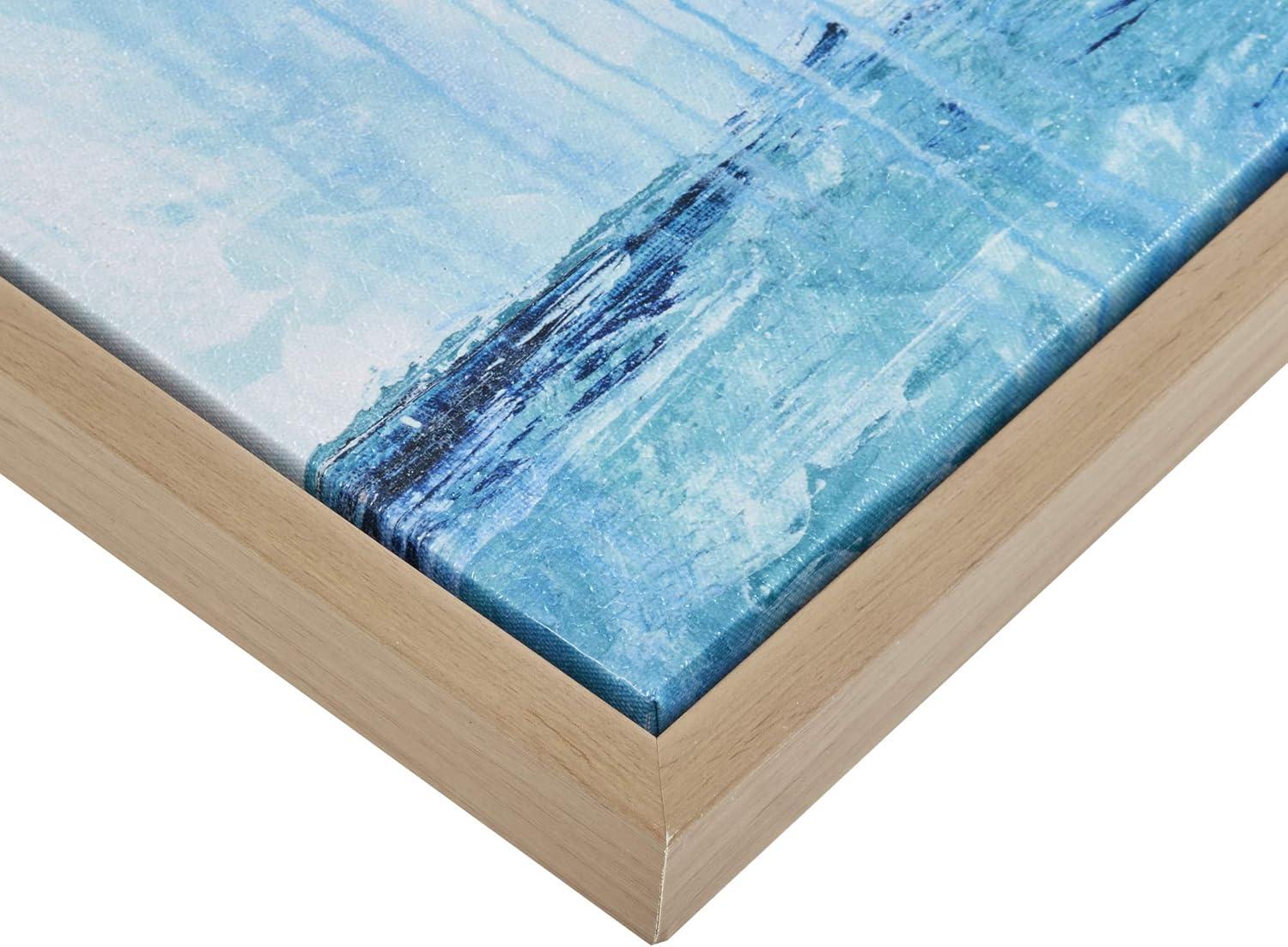 (Set of 4) Seascape Gel Coat Framed Canvas Set Blue