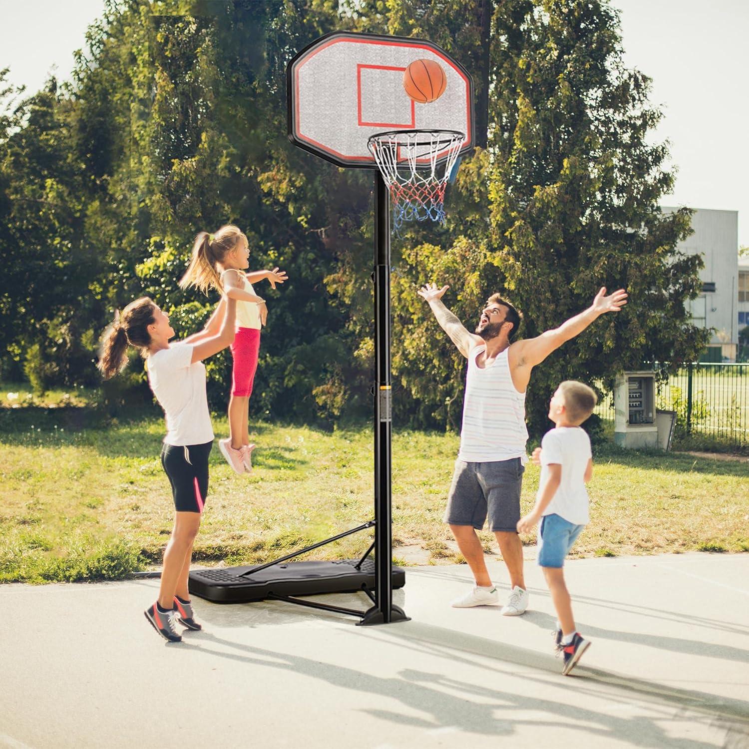 Yaheetech Basketball Hoop Outdoor for Adults Portable Basketball Hoop Basketball Goals Indoor 9-12ft Height Adjustable Basketball Court Stand with 43 inch Basketball Backboard C21