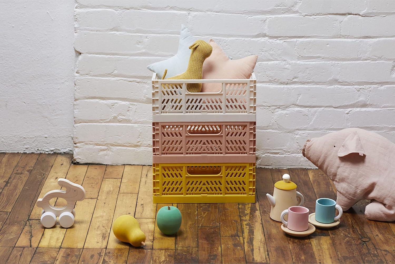 3 Sprouts 3 Sprouts - Recycled Plastic Crates - Pack of 2 - Sand