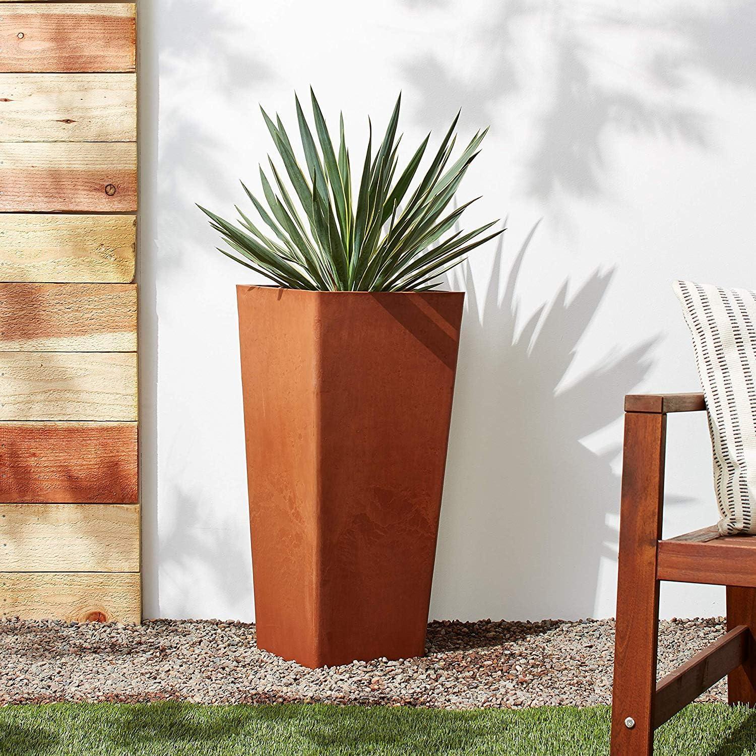 Large Terra Cotta Tall Square Outdoor Planter