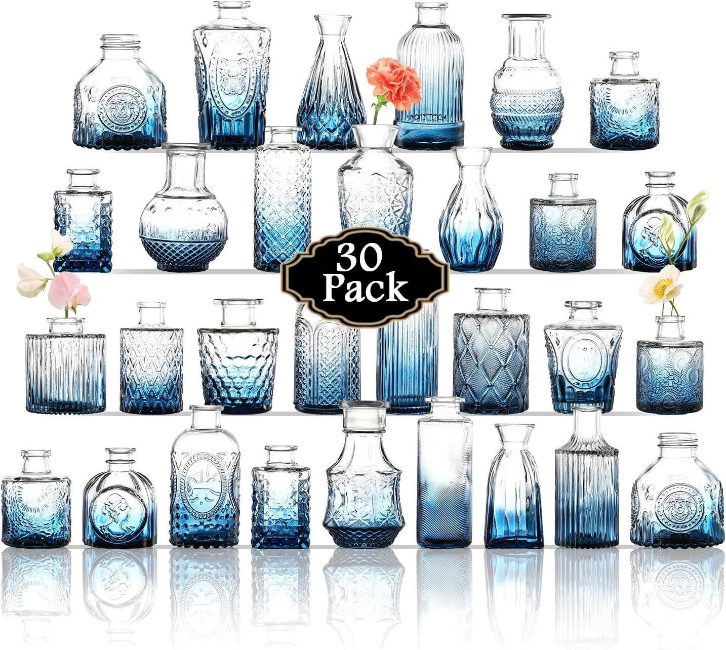 Bud Vases Set of 12, Small Glass Vases for Centerpieces, Small Flower Vases for Centerpieces, Vintage Mini Vase, Clear Bud Vase for Wedding Table Decor