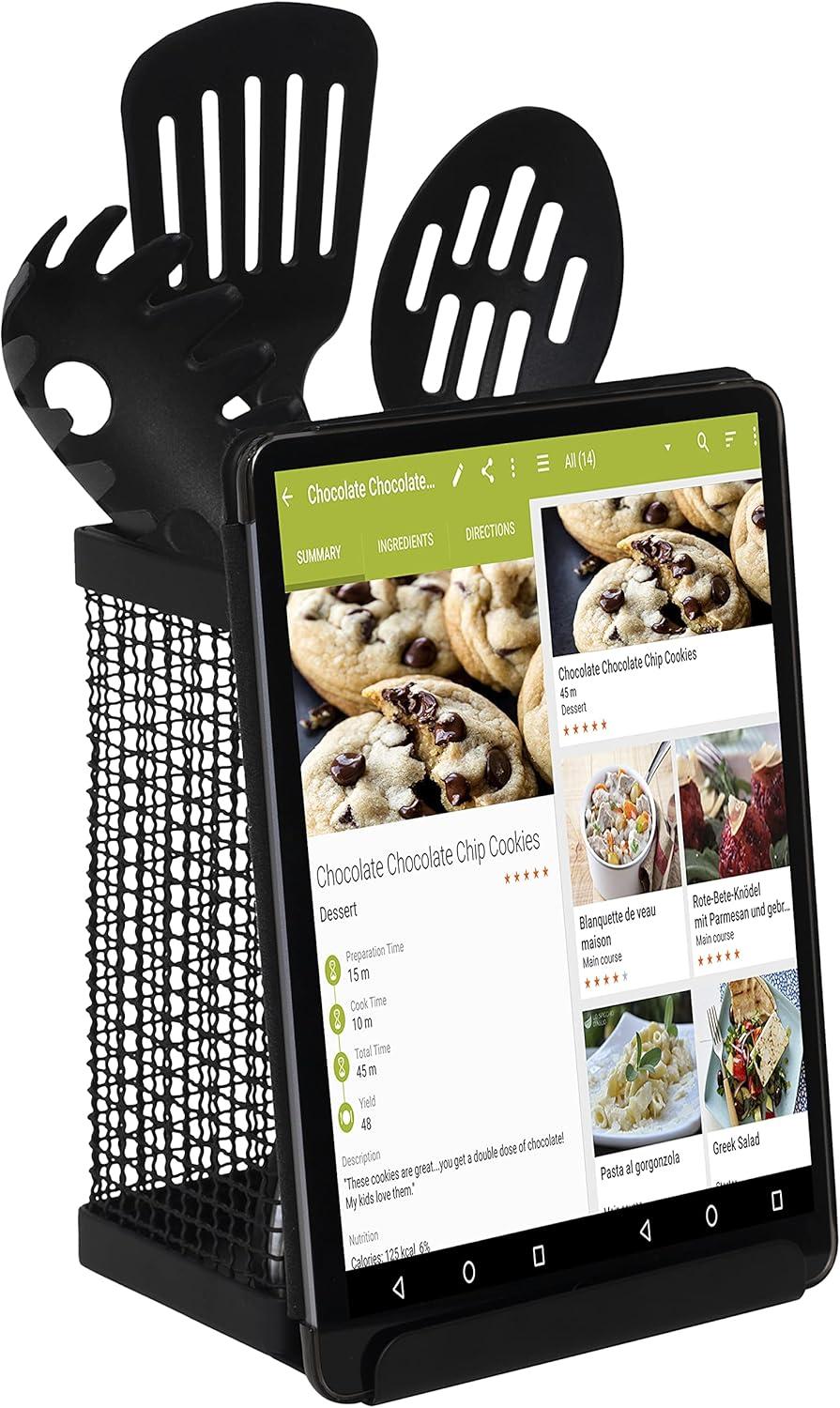 Kitchen Details Industrial Collection Tablet and Utensil Holder in Matte Black