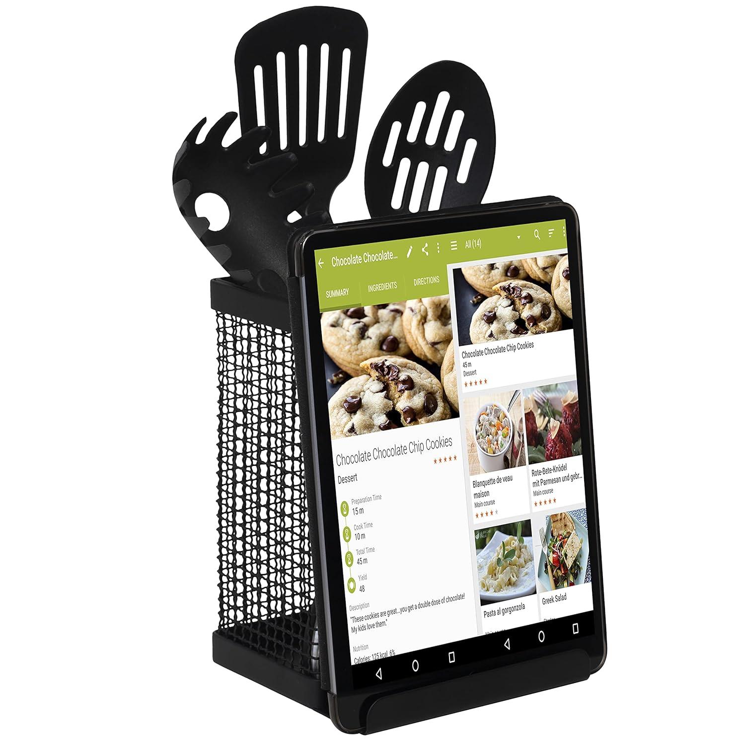 Kitchen Details Industrial Collection Tablet and Utensil Holder in Matte Black