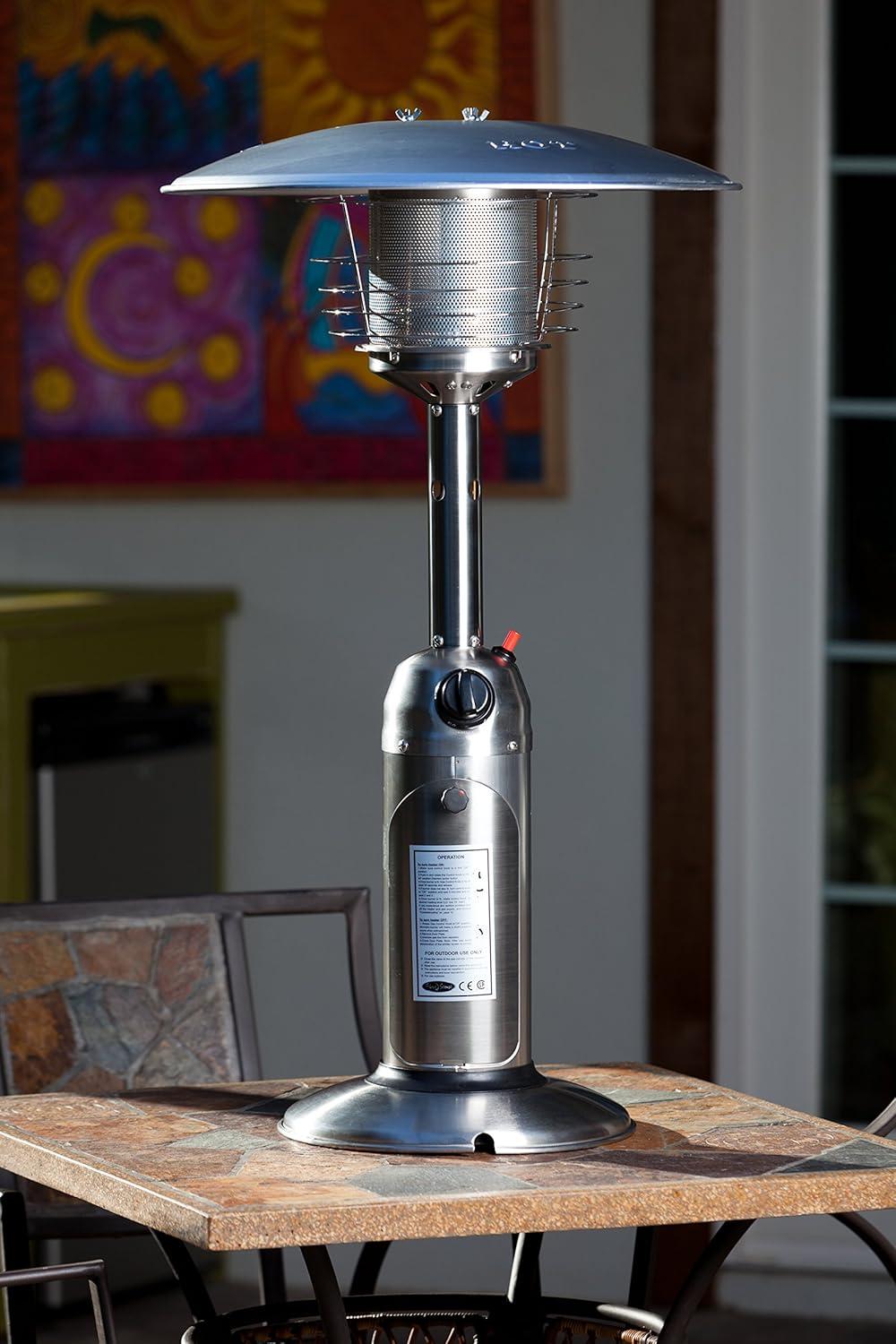 Stainless Steel Tabletop Propane Patio Heater with Auto Shutoff