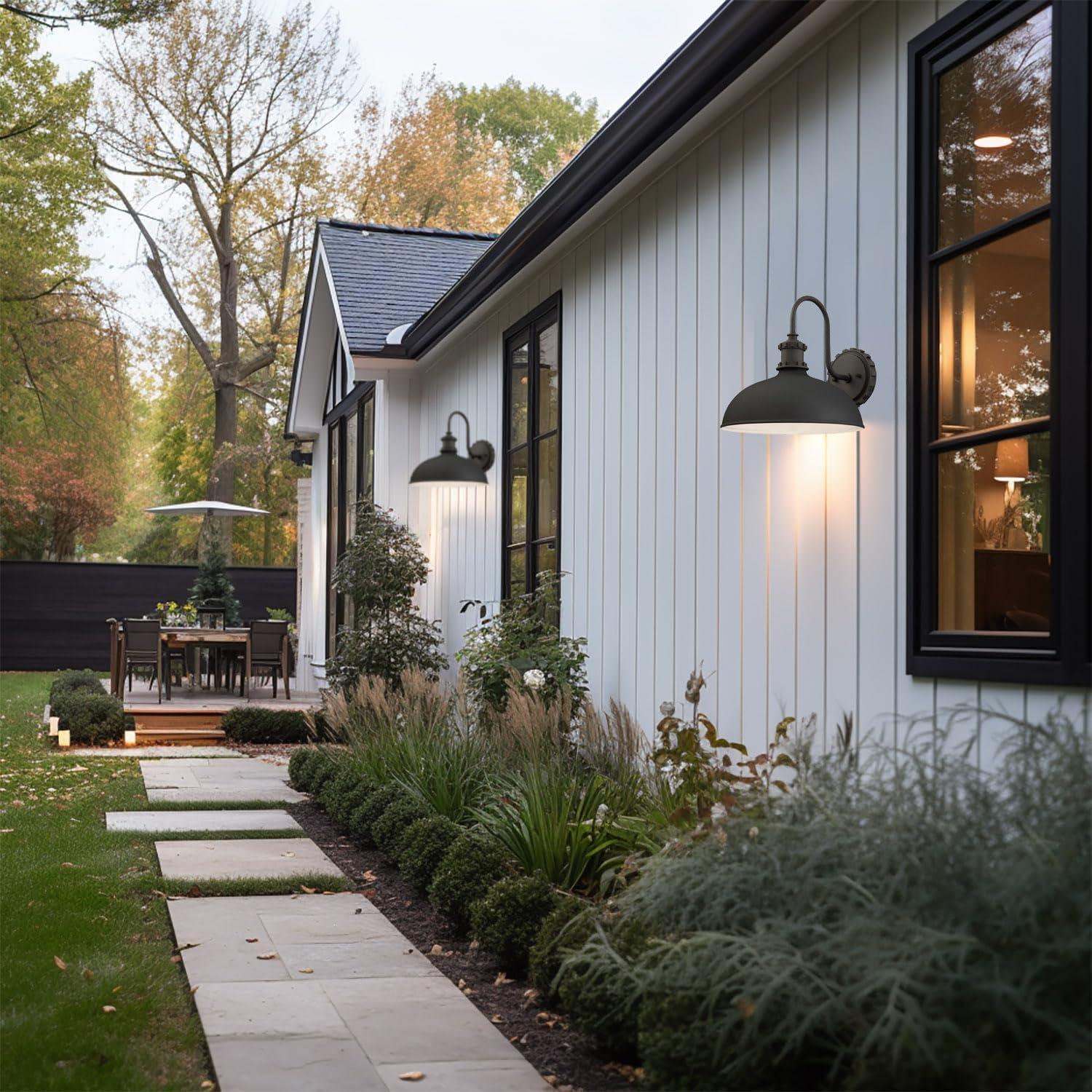 Minka Lavery Industrial Outdoor Barn Light Fixture Black Gooseneck Arm 11 3/4" for Post Exterior Deck House Porch Yard Patio