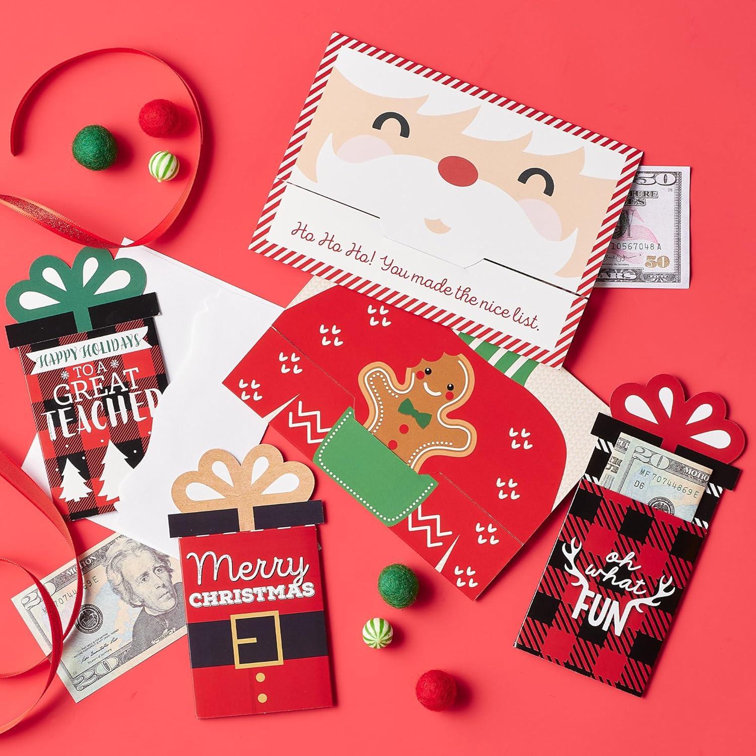 Big Dot of Happiness Jolly Santa Claus - Christmas Party Money and Gift Card Sleeves - Nifty Gifty Card Holders - 8 Ct
