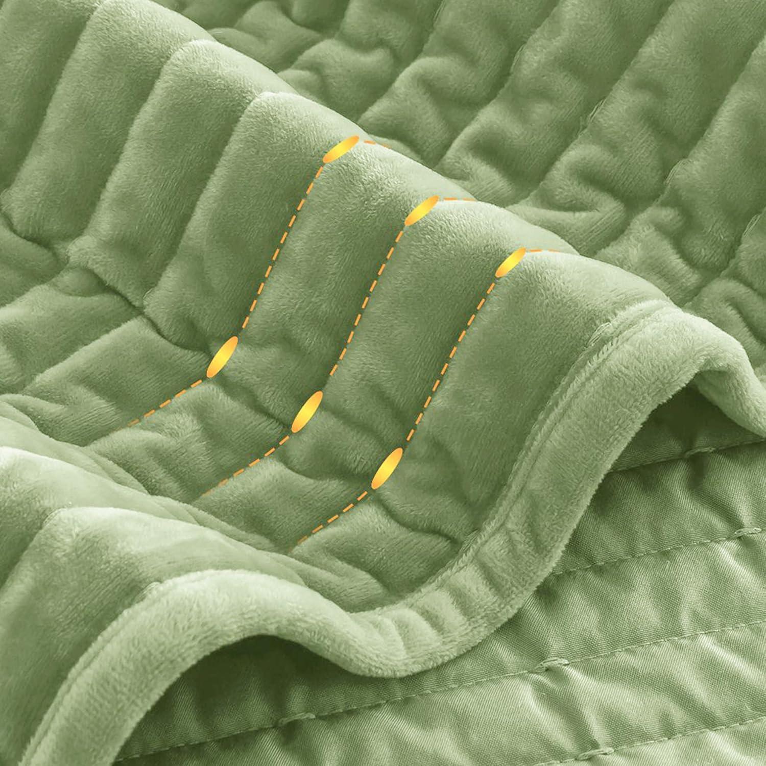 Sage Green Velvet Full Quilt Set with Pillow Shams