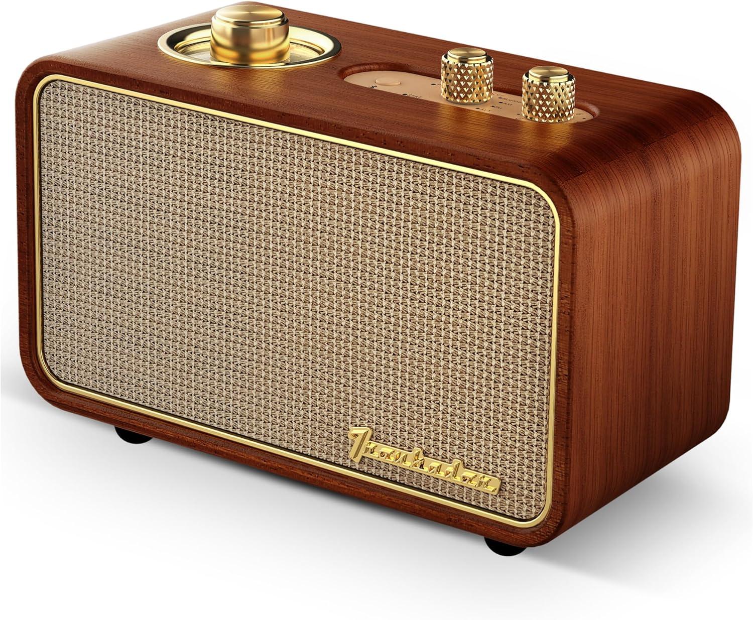 Retro Bluetooth Speaker Wood Vintage Bluetooth Speaker Small Wireless Old Fashion Style, AM/FM Tunning Dial,Electronics for Home, Perfect for Cafe,Restaurant,Vintage Store, Bedroom(Retro Wood)
