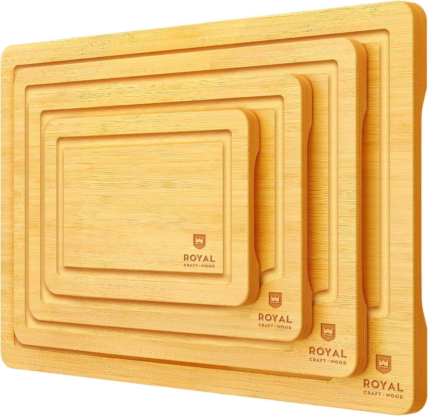 Royal Craft Wood Bamboo Cutting Board Set of 4