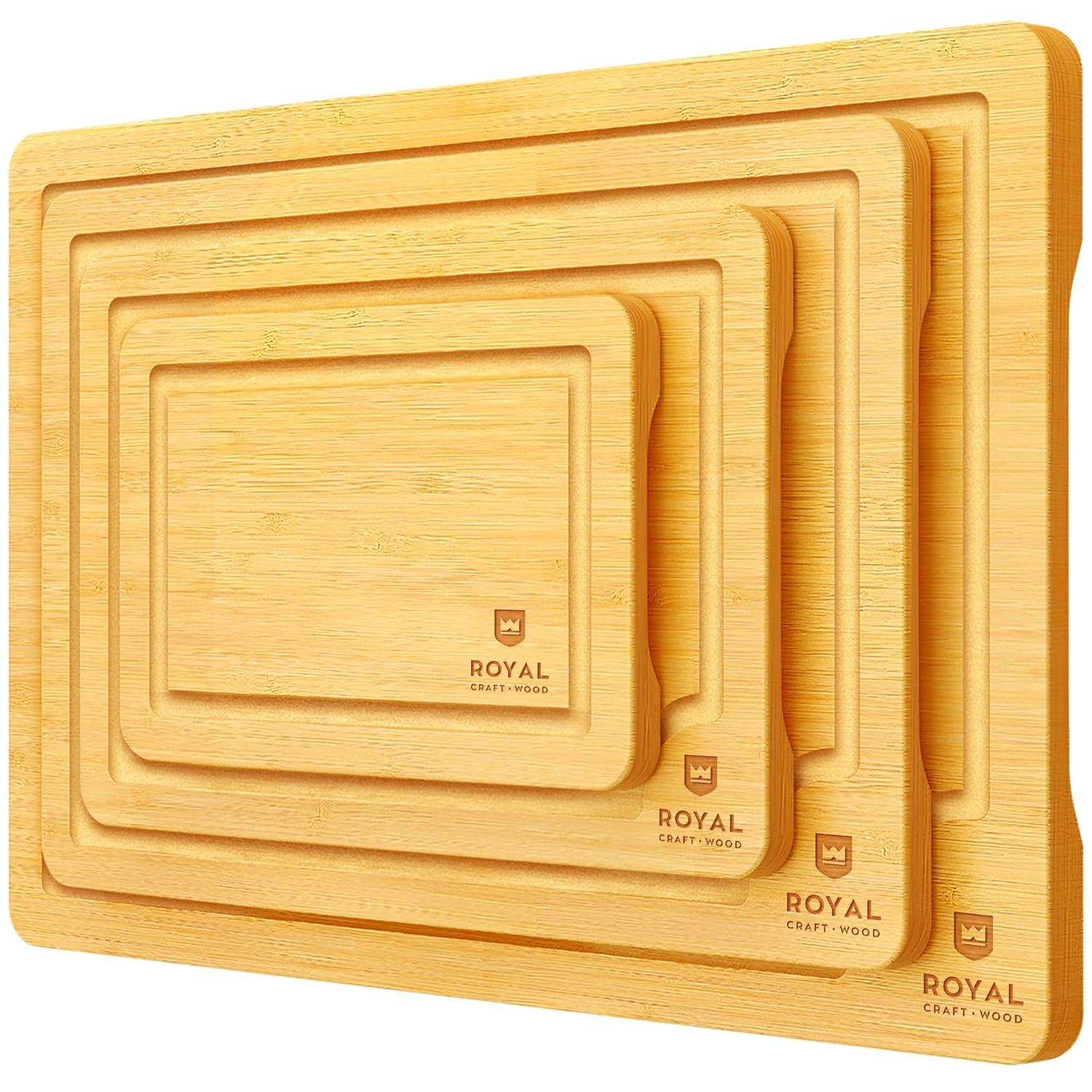 Royal Craft Wood Bamboo Cutting Board Set of 4